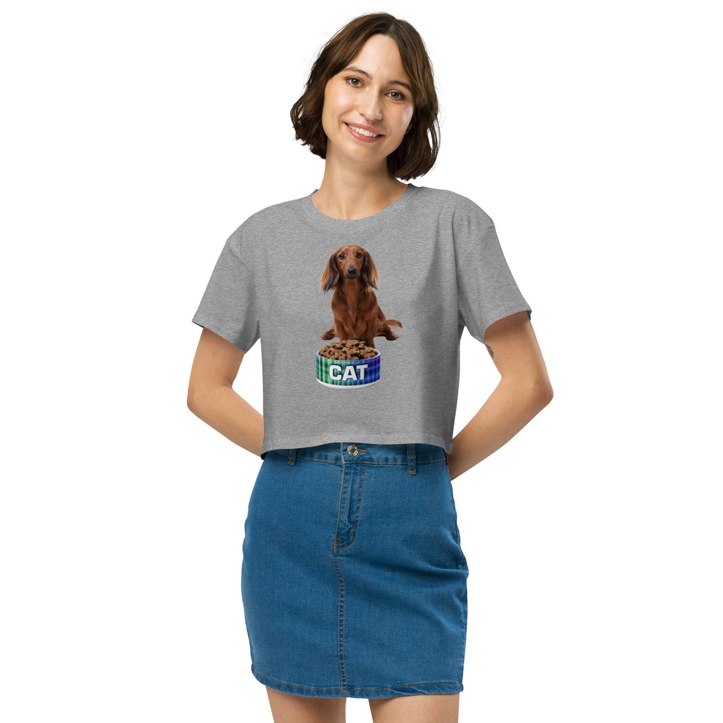 Dog With A Cat Bowl! Women’s crop top - Lizard Vigilante