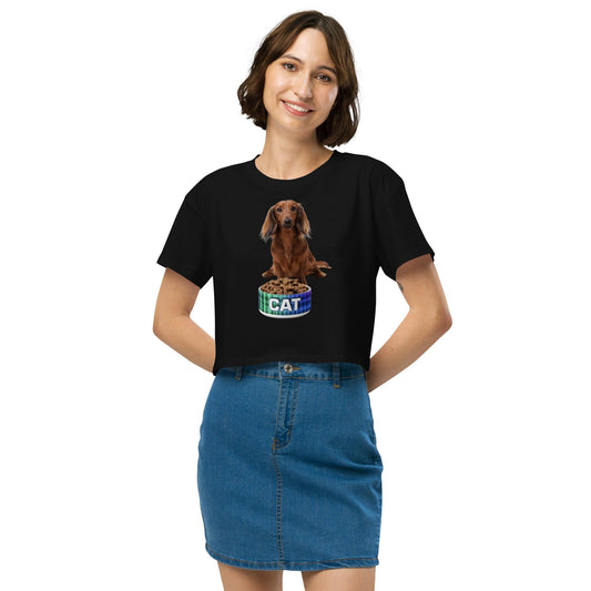 Dog With A Cat Bowl! Women’s crop top - Lizard Vigilante