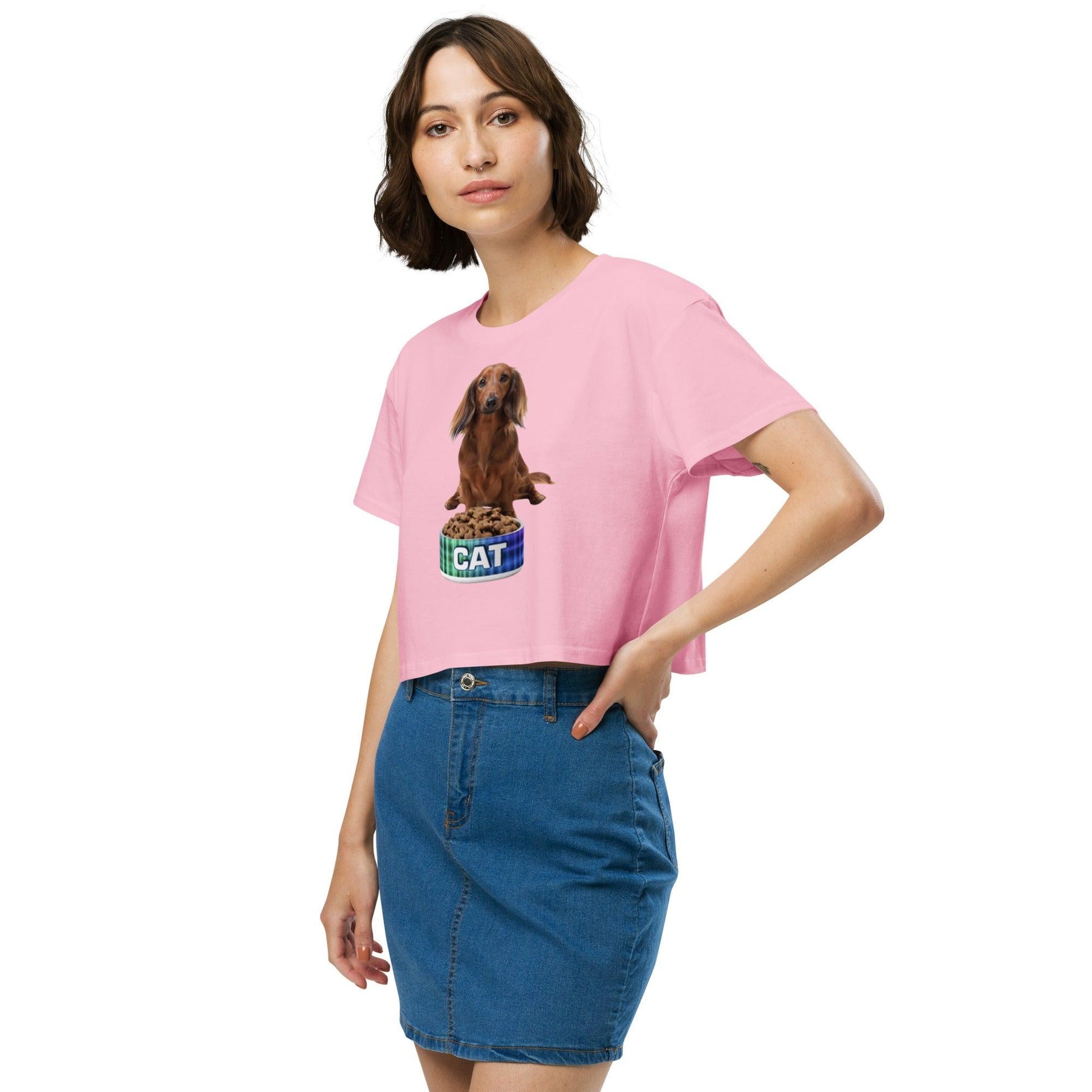 Dog With A Cat Bowl! Women’s crop top - Lizard Vigilante