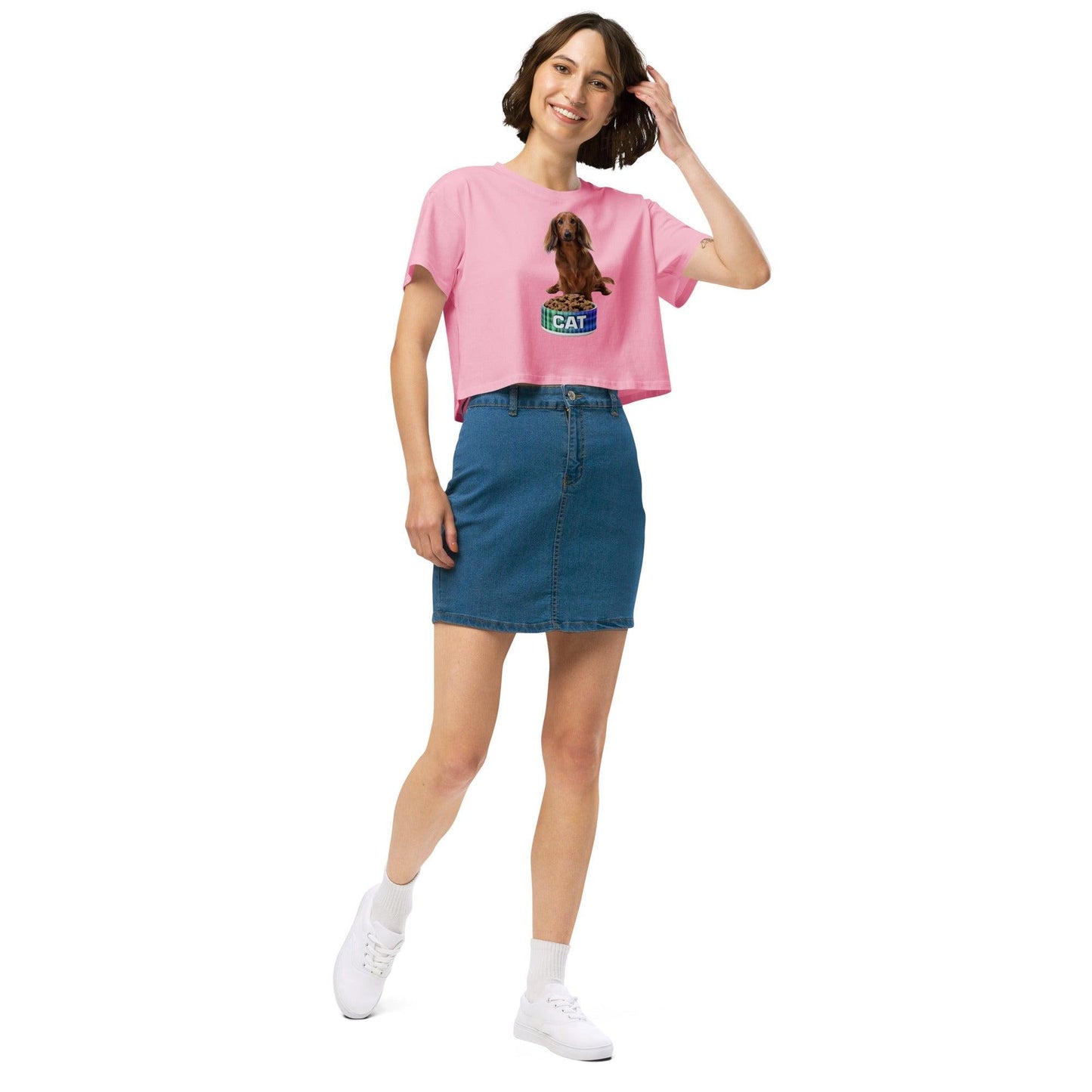 Dog With A Cat Bowl! Women’s crop top - Lizard Vigilante