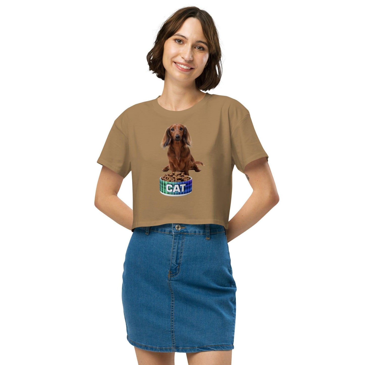 Dog With A Cat Bowl! Women’s crop top - Lizard Vigilante