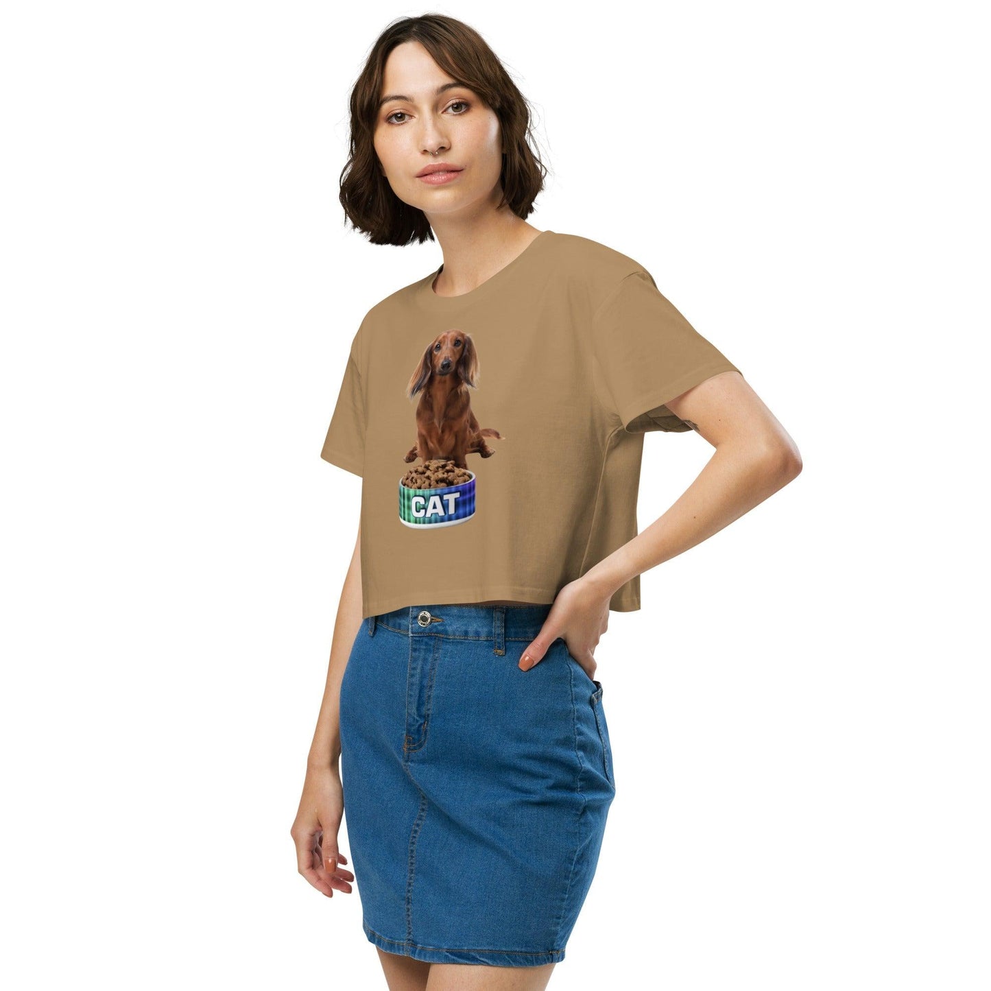 Dog With A Cat Bowl! Women’s crop top - Lizard Vigilante