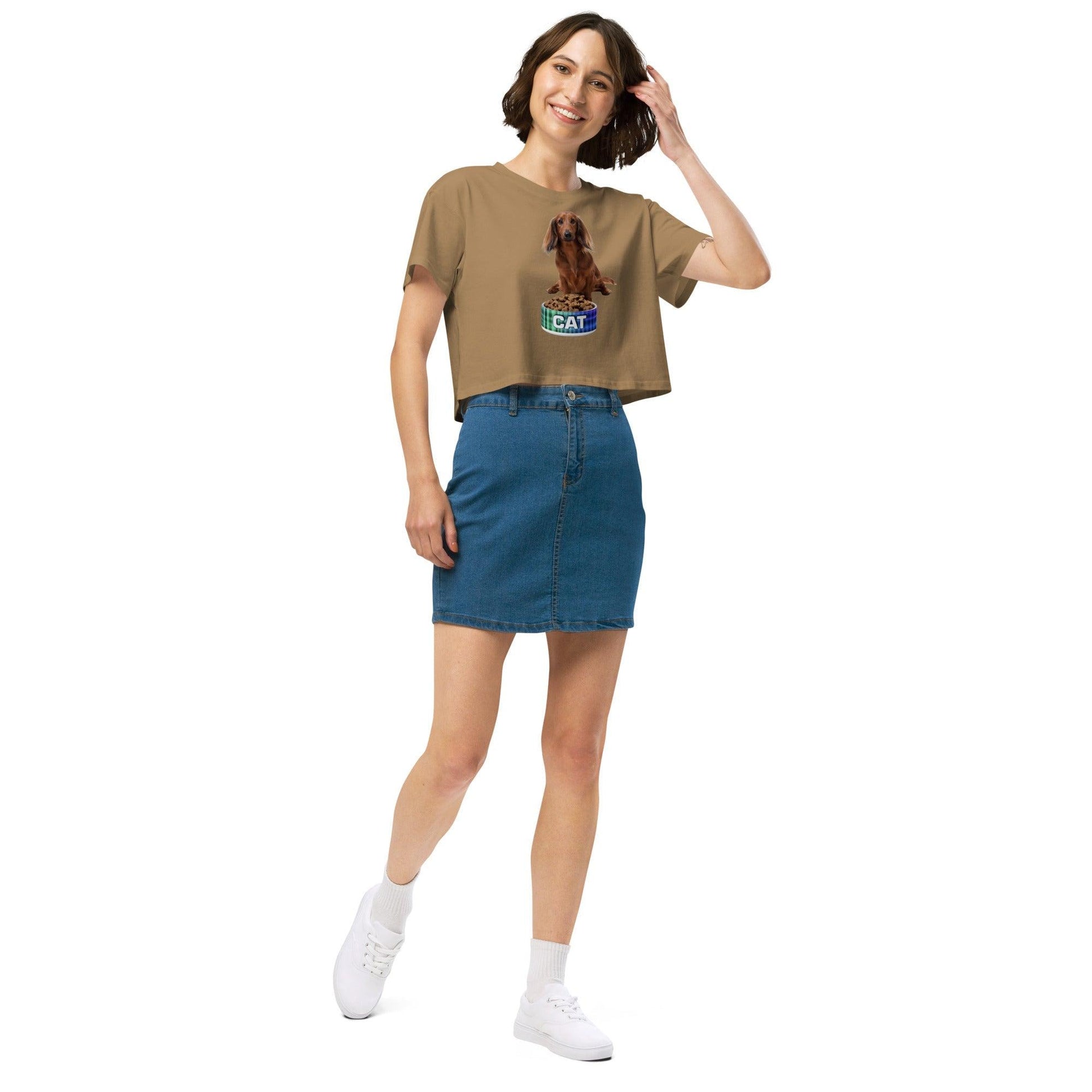 Dog With A Cat Bowl! Women’s crop top - Lizard Vigilante