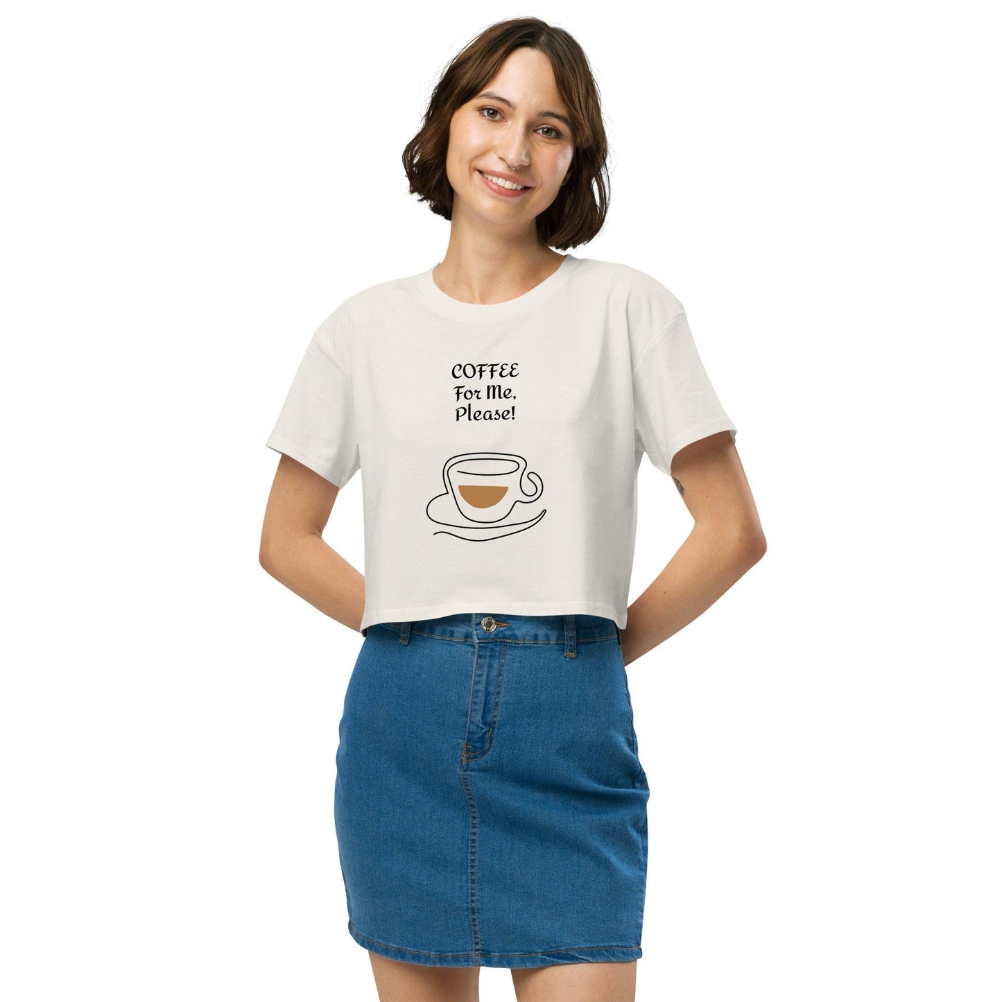 COFFEE For ME, Please! w/ a Cup and Saucer Women’s crop top - Lizard Vigilante