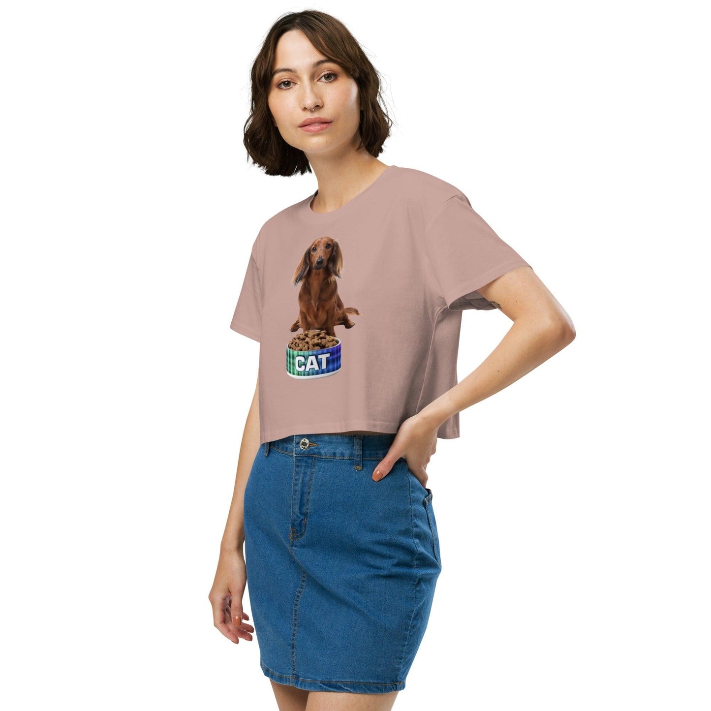 Dog With A Cat Bowl! Women’s crop top - Lizard Vigilante