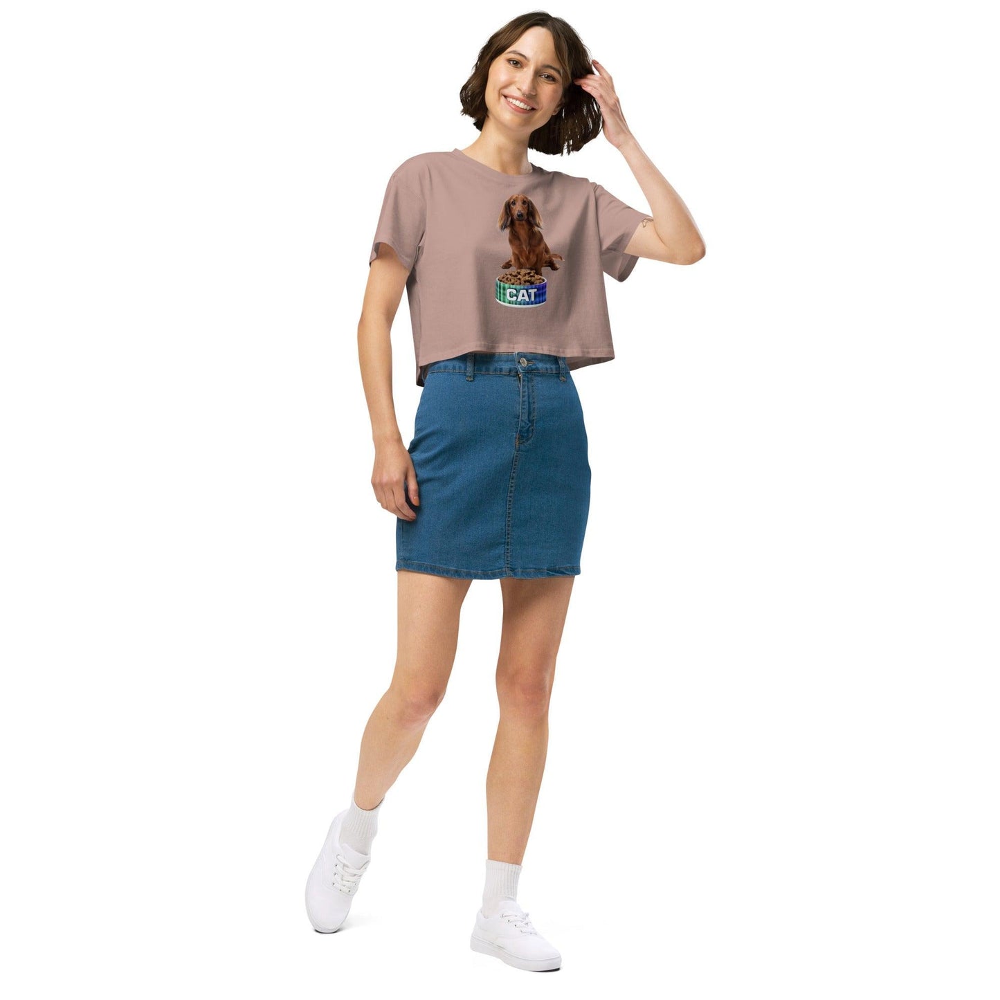 Dog With A Cat Bowl! Women’s crop top - Lizard Vigilante