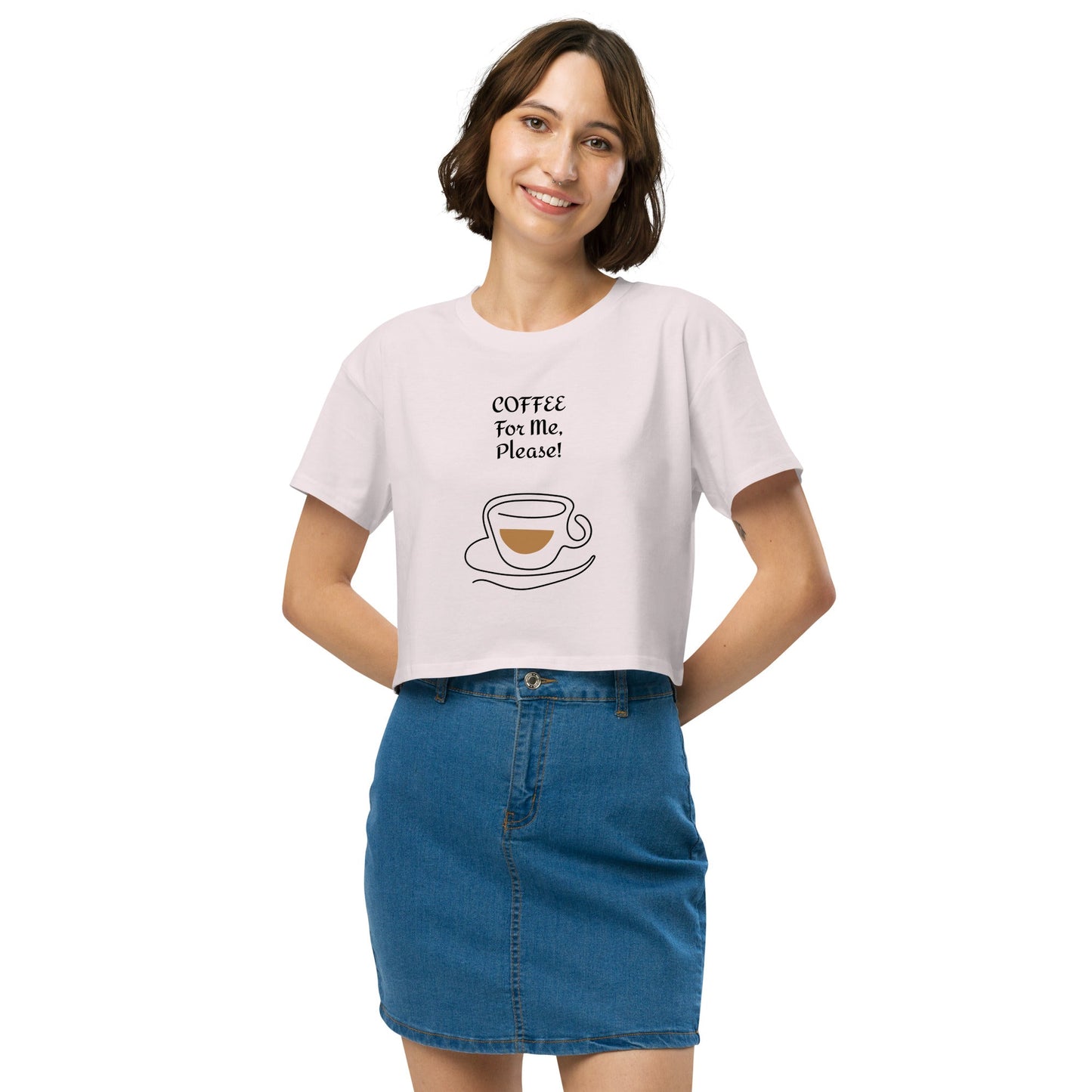 COFFEE For ME, Please! w/ a Cup and Saucer Women’s crop top - Lizard Vigilante