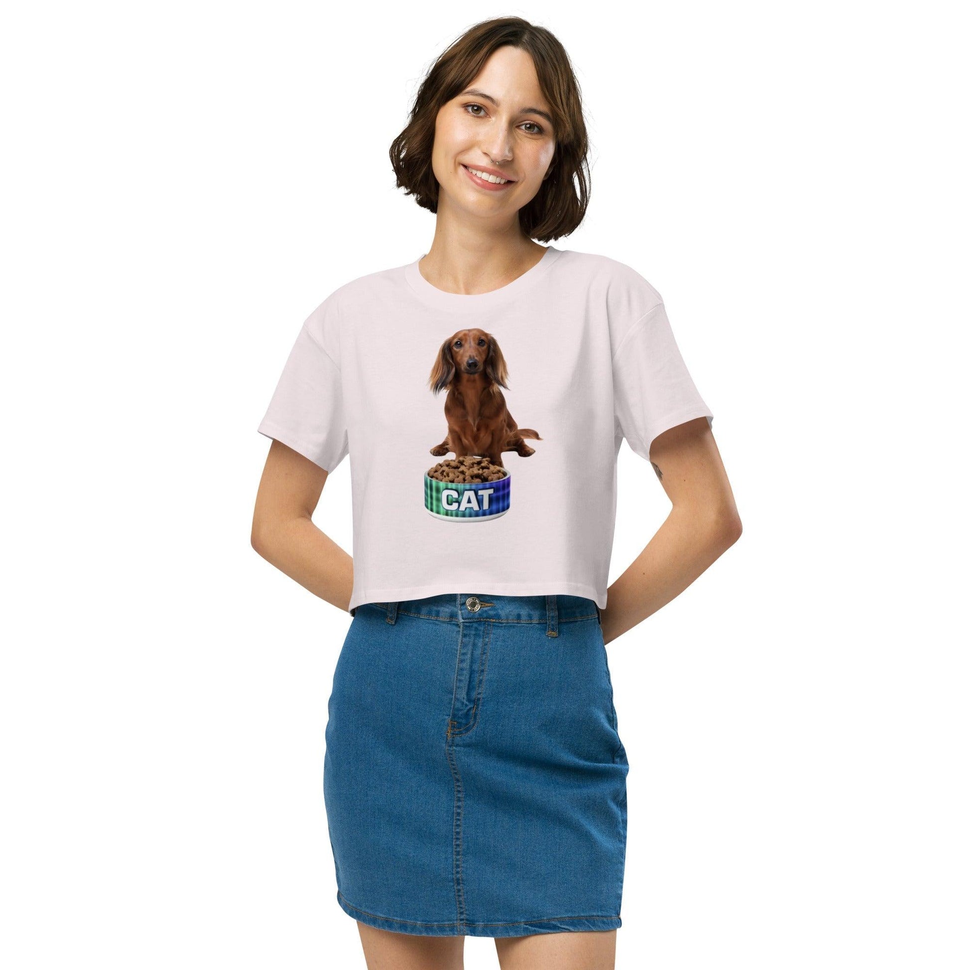 Dog With A Cat Bowl! Women’s crop top - Lizard Vigilante