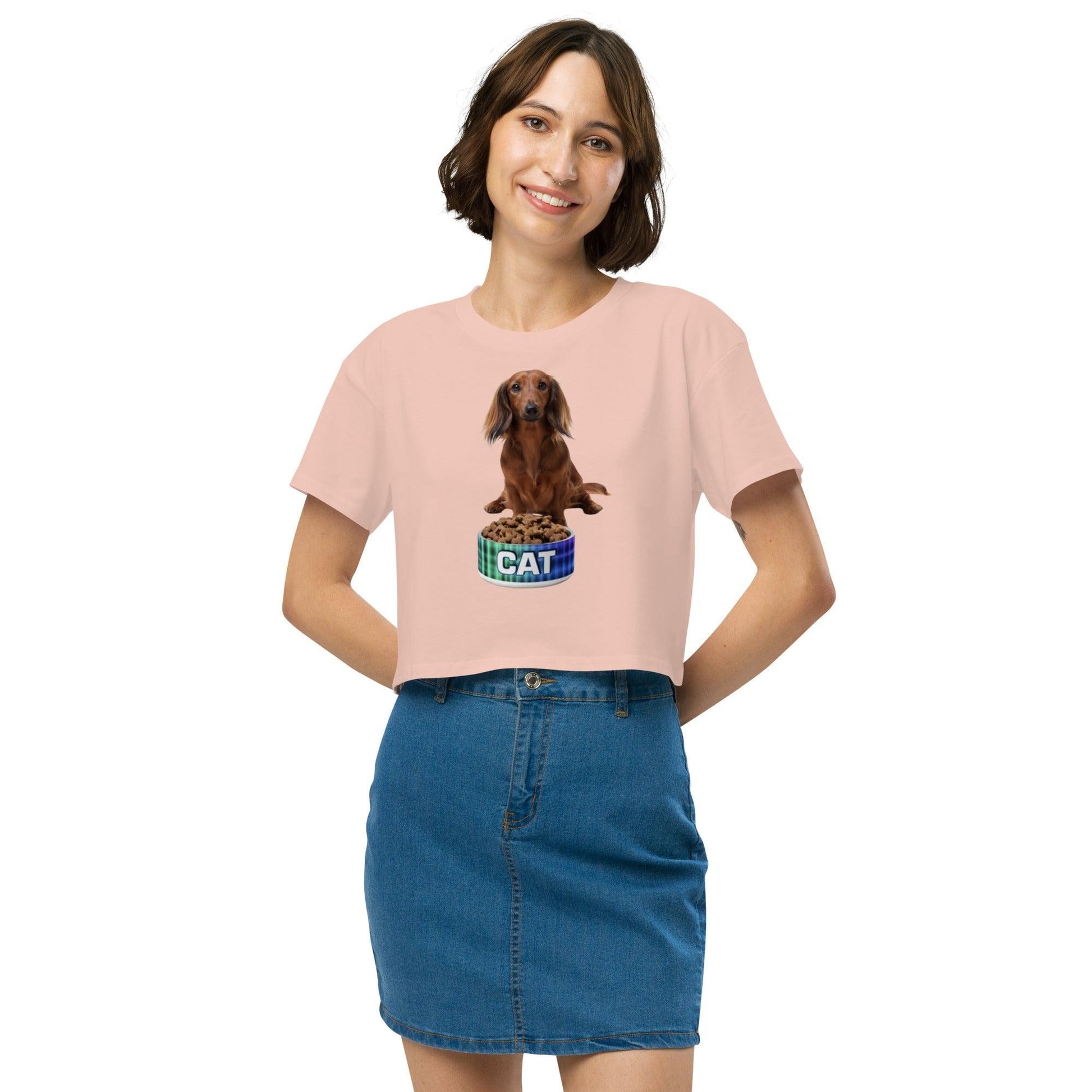 Dog With A Cat Bowl! Women’s crop top - Lizard Vigilante