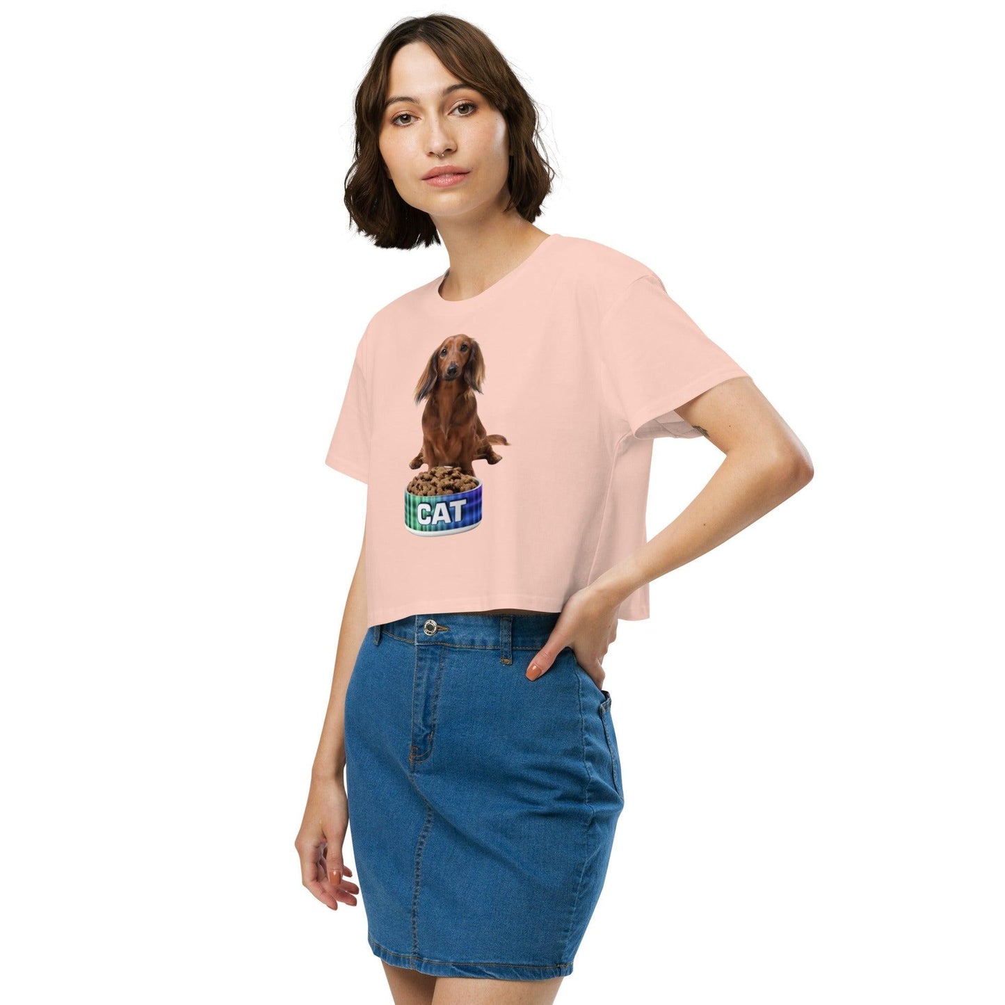 Dog With A Cat Bowl! Women’s crop top - Lizard Vigilante