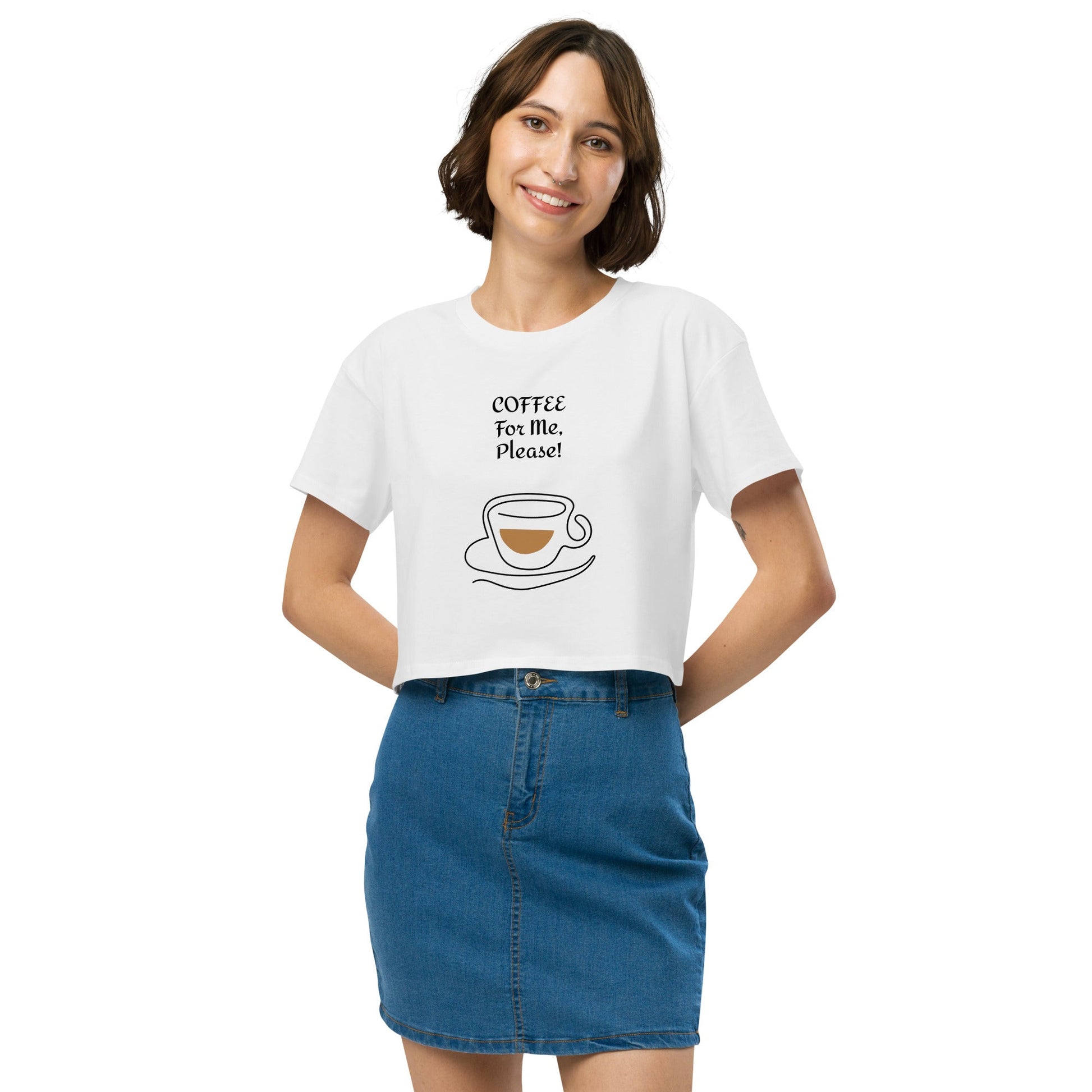 COFFEE For ME, Please! w/ a Cup and Saucer Women’s crop top - Lizard Vigilante