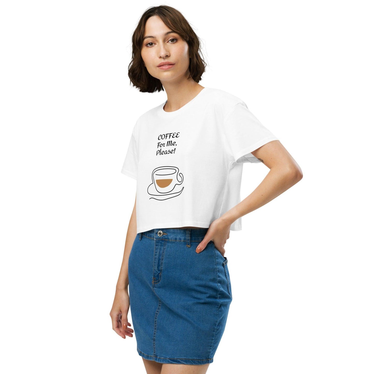 COFFEE For ME, Please! w/ a Cup and Saucer Women’s crop top - Lizard Vigilante