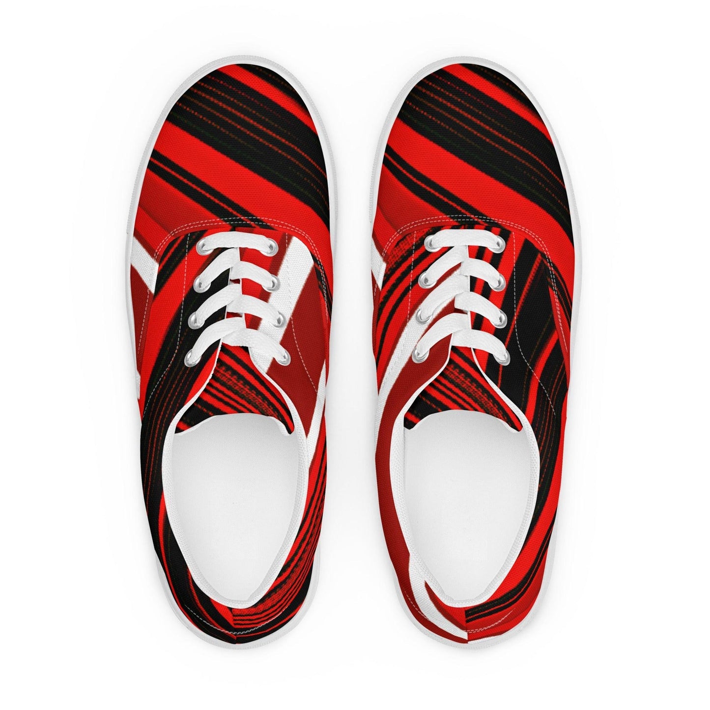 Red Sliced Women’s Lace-Up Canvas Shoes - Lizard Vigilante