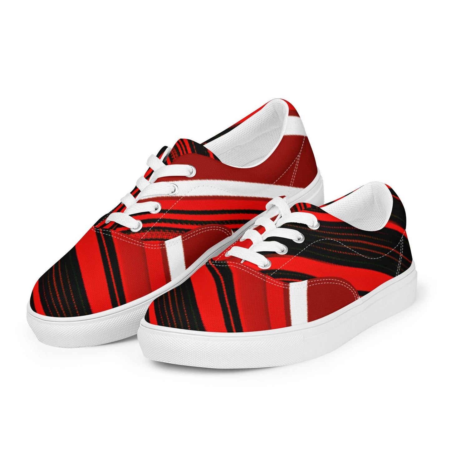 Red Sliced Women’s Lace-Up Canvas Shoes - Lizard Vigilante