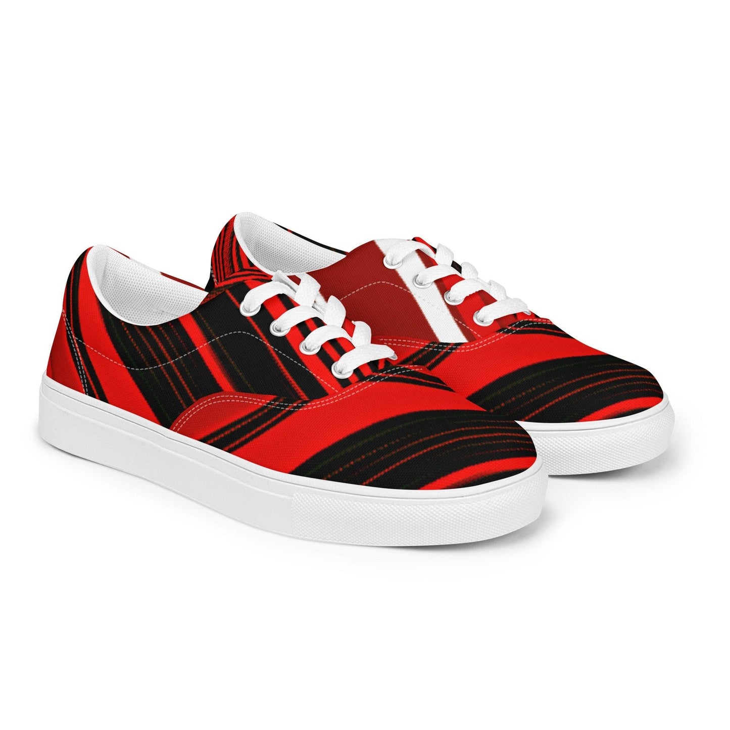 Red Sliced Women’s Lace-Up Canvas Shoes - Lizard Vigilante