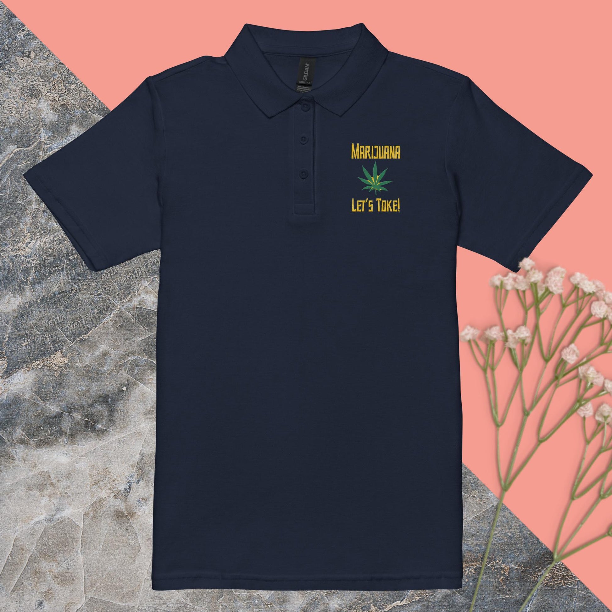 Let's Toke! Pot Leaf Women’s pique polo shirt - Lizard Vigilante