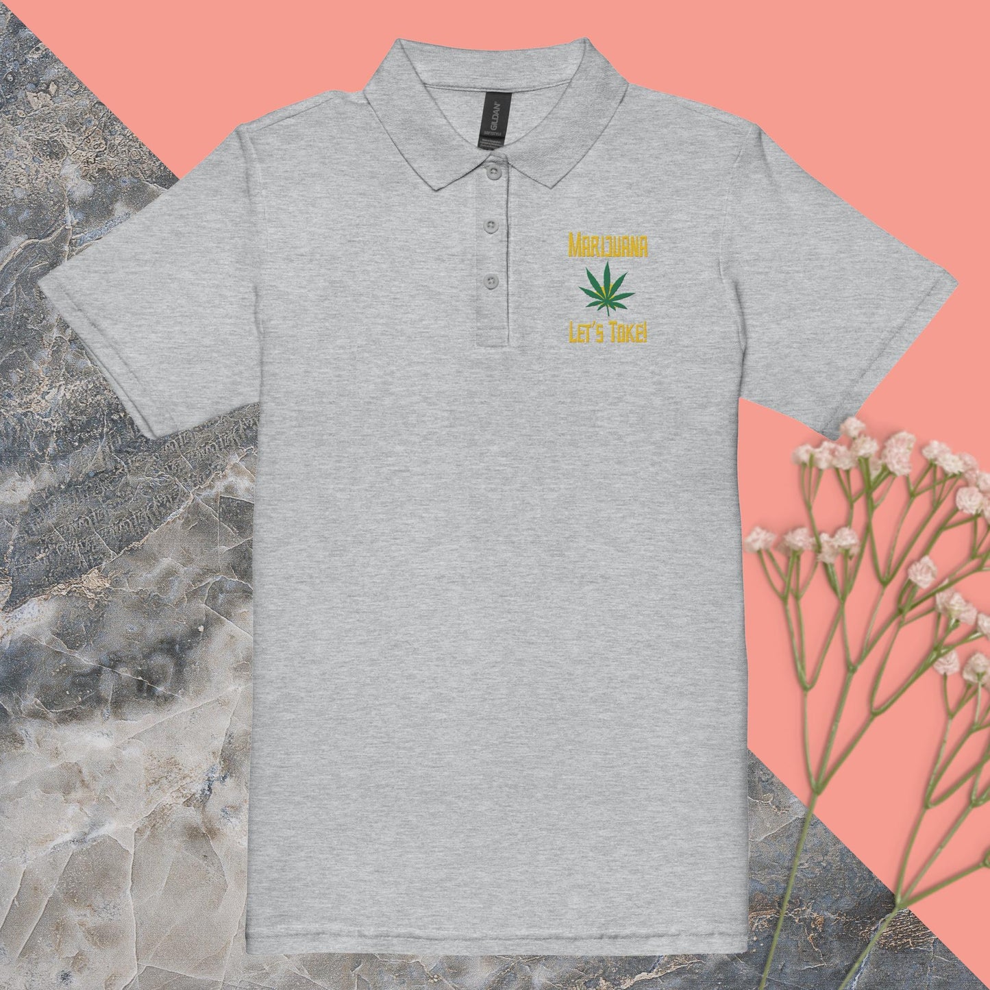 Let's Toke! Pot Leaf Women’s pique polo shirt - Lizard Vigilante