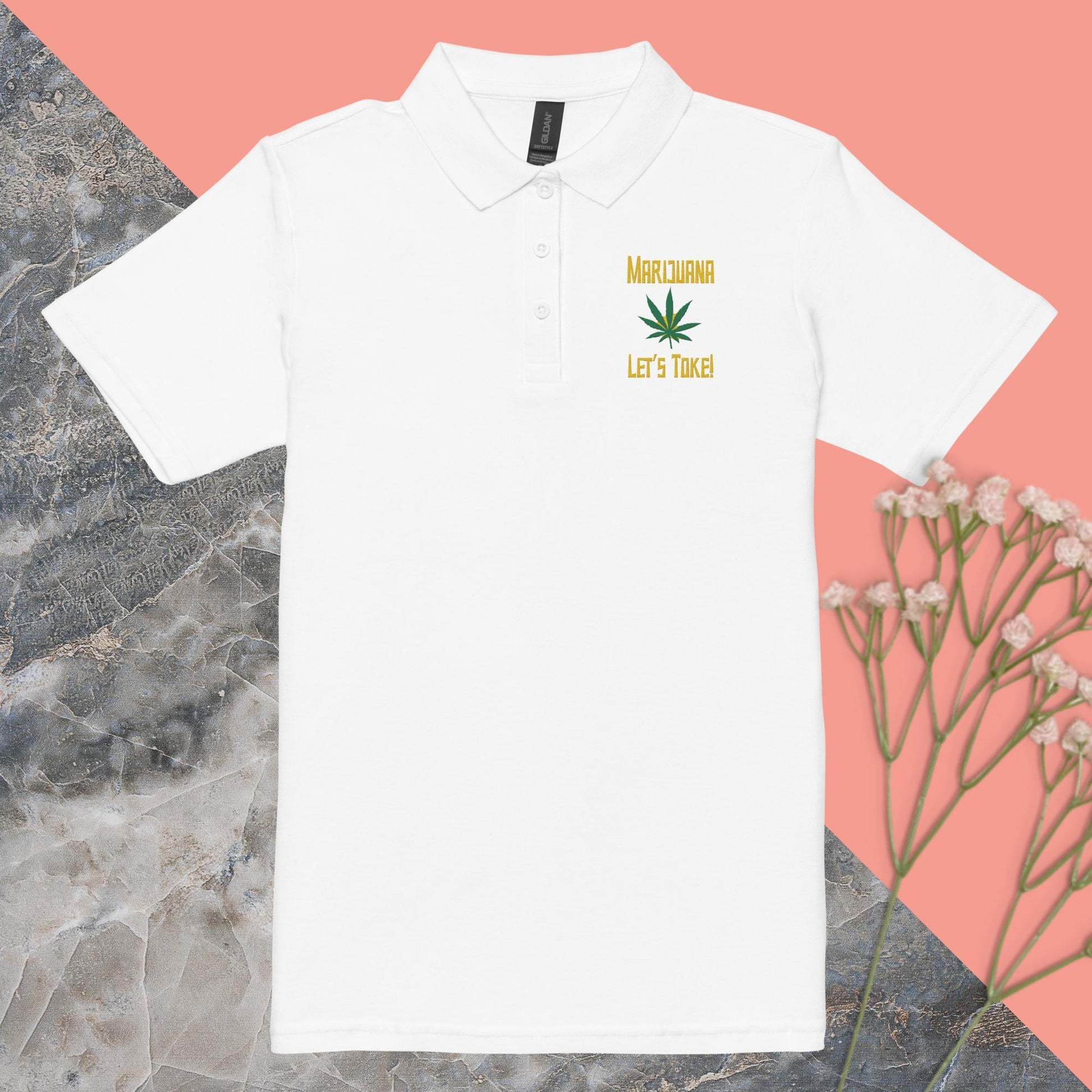 Let's Toke! Pot Leaf Women’s pique polo shirt - Lizard Vigilante