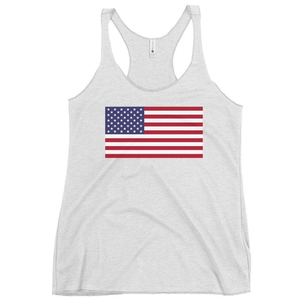 American Flag Women's Racerback Tank / Comfortable Old Glory - Lizard Vigilante