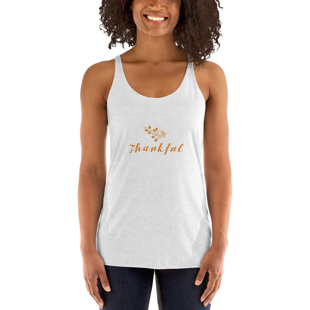 Thankful Women's Racerback Tank / Thanksgiving Holiday Tank Top Shirt - Lizard Vigilante