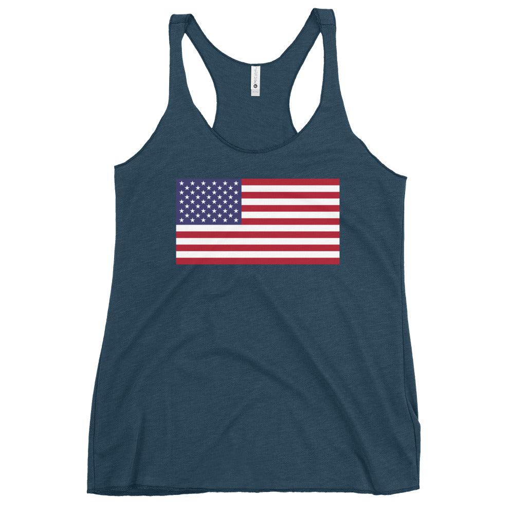 American Flag Women's Racerback Tank / Comfortable Old Glory - Lizard Vigilante