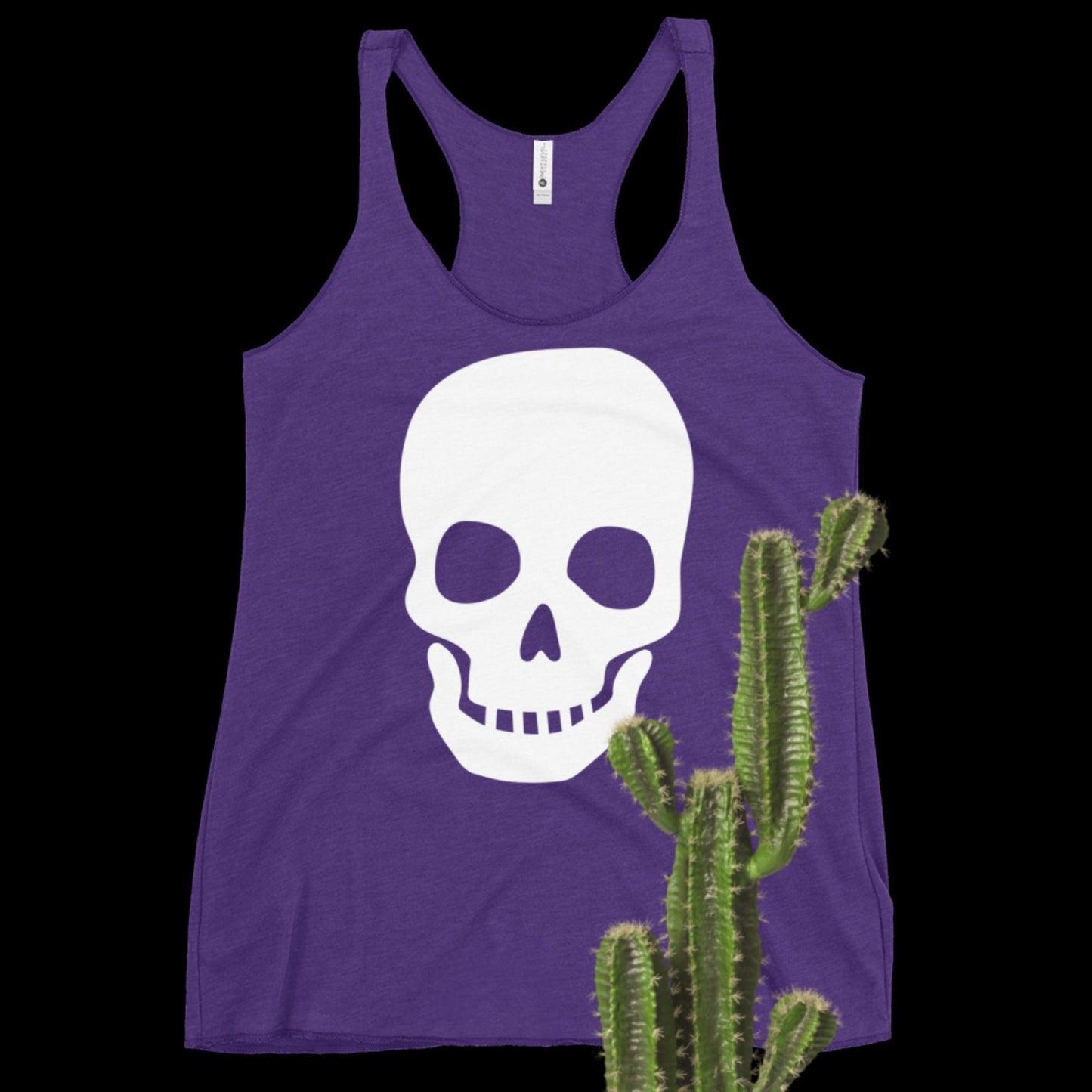 Embrace Your Inner Rebel with our Women's White Skull Racerback Tank - Unleash Your Fierce Style! - Lizard Vigilante