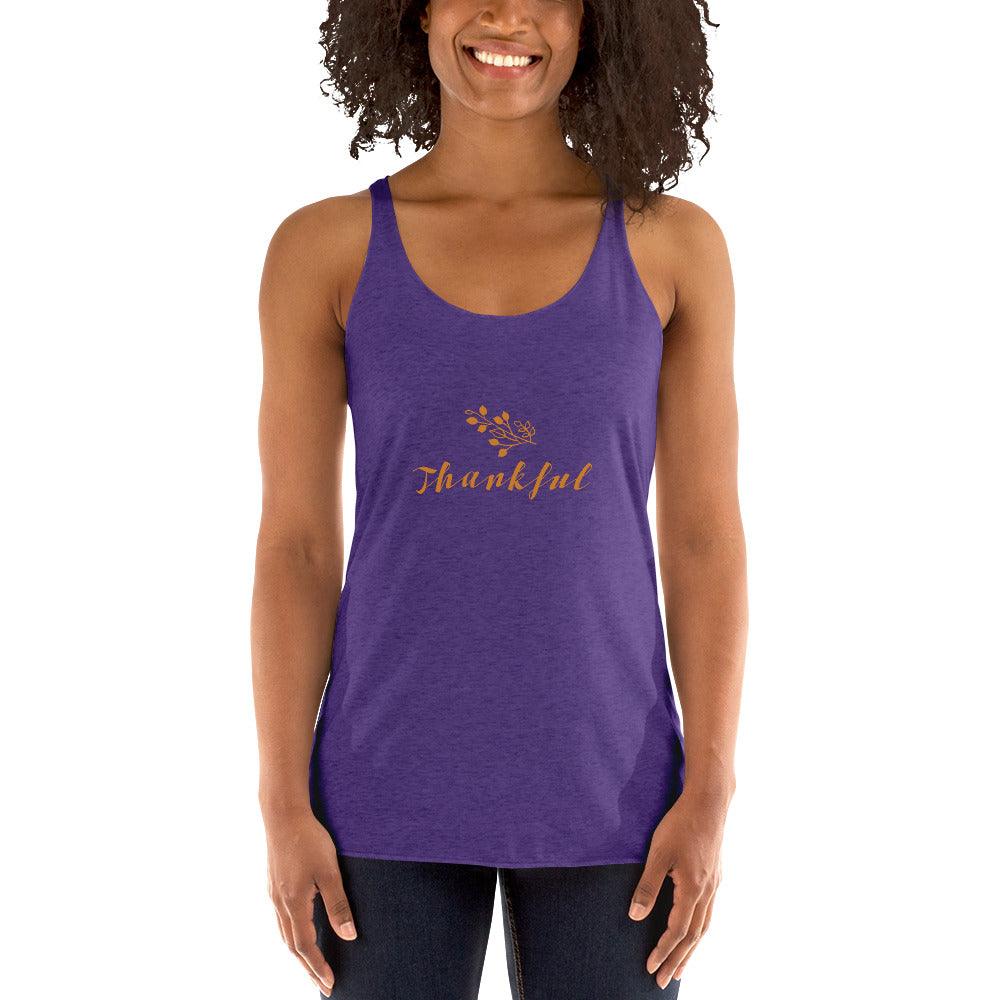 Thankful Women's Racerback Tank / Thanksgiving Holiday Tank Top Shirt - Lizard Vigilante