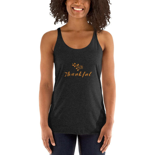 Thankful Women's Racerback Tank / Thanksgiving Holiday Tank Top Shirt - Lizard Vigilante