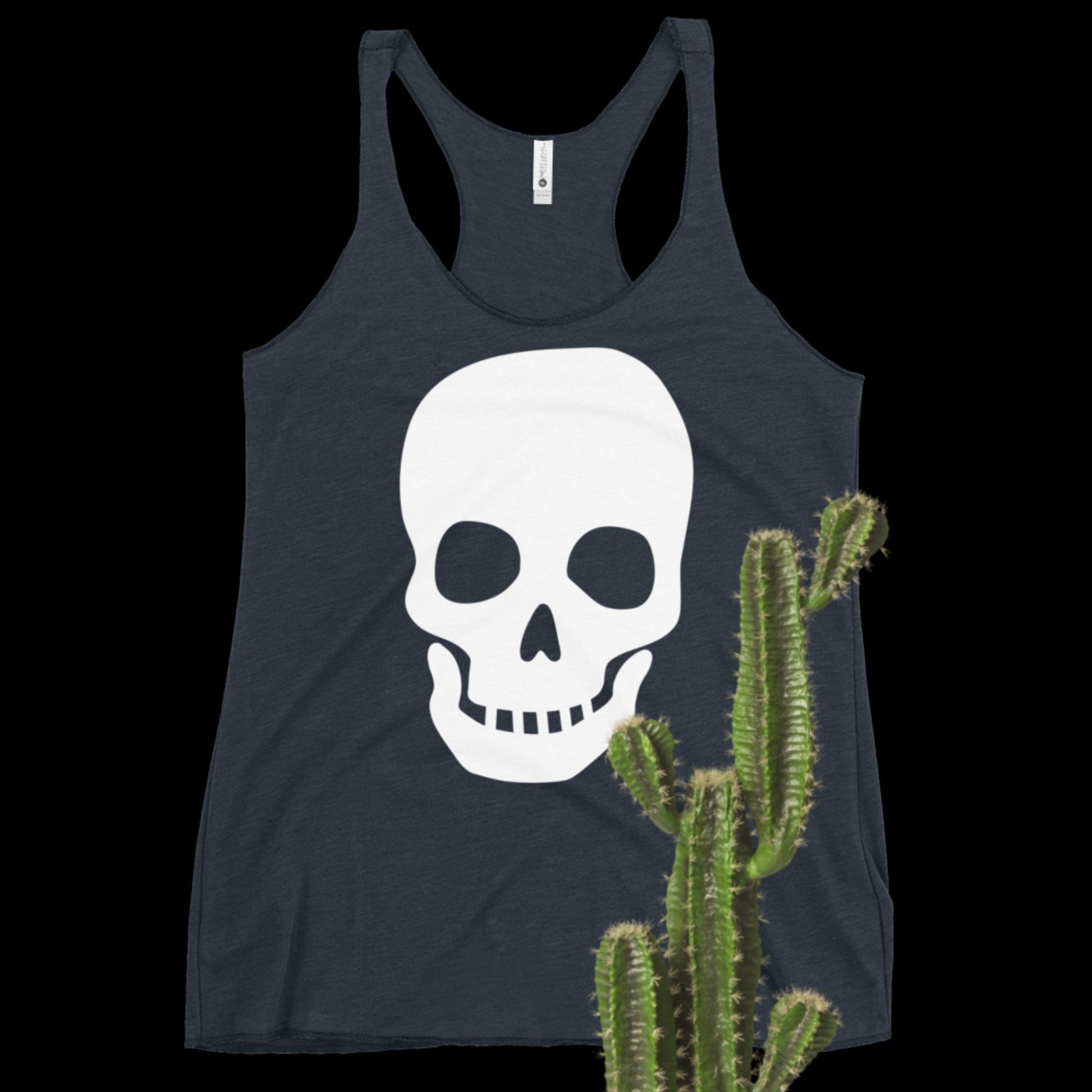 Embrace Your Inner Rebel with our Women's White Skull Racerback Tank - Unleash Your Fierce Style! - Lizard Vigilante