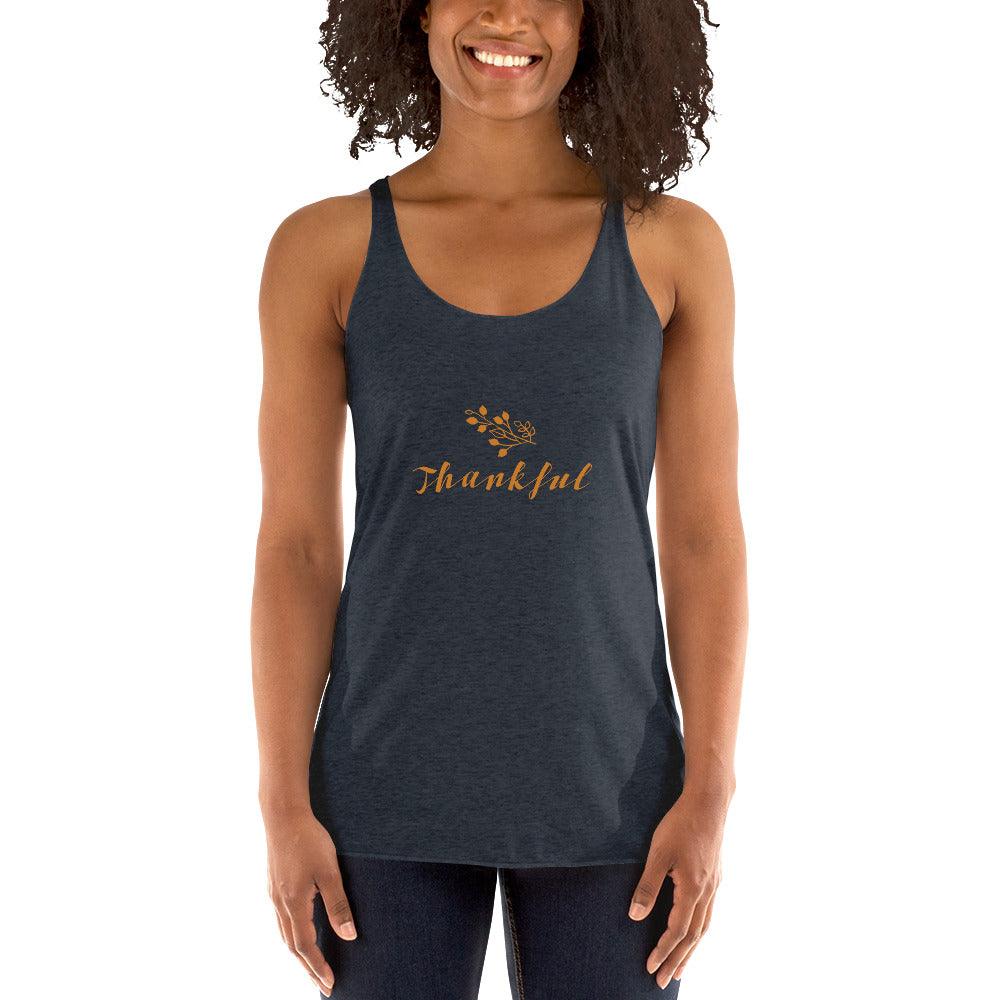 Thankful Women's Racerback Tank / Thanksgiving Holiday Tank Top Shirt - Lizard Vigilante