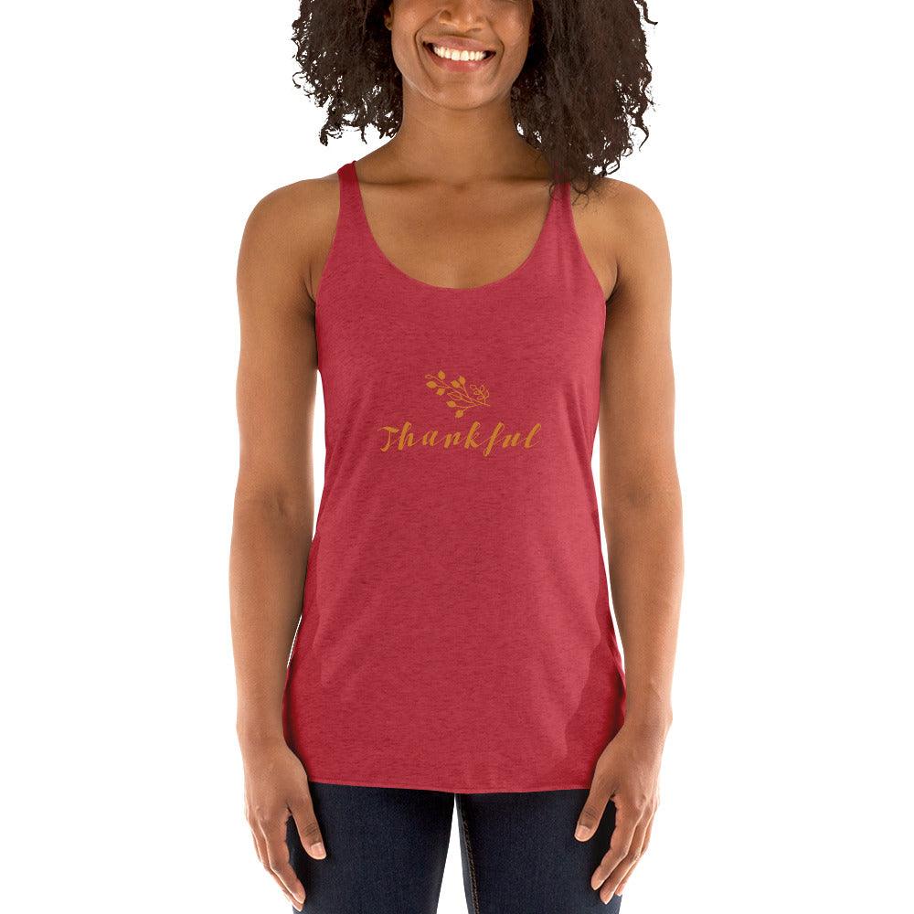 Thankful Women's Racerback Tank / Thanksgiving Holiday Tank Top Shirt - Lizard Vigilante