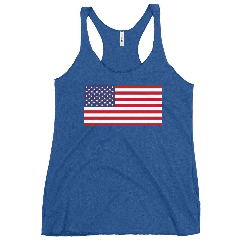 American Flag Women's Racerback Tank / Comfortable Old Glory - Lizard Vigilante