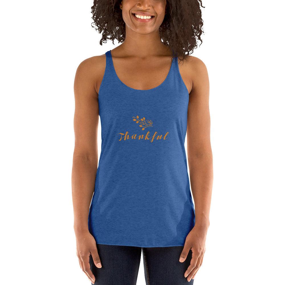 Thankful Women's Racerback Tank / Thanksgiving Holiday Tank Top Shirt - Lizard Vigilante