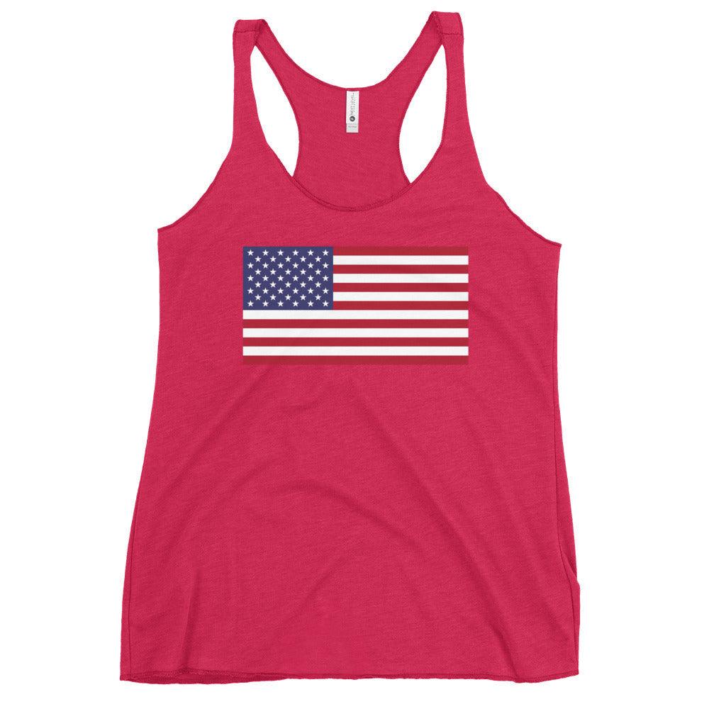 American Flag Women's Racerback Tank / Comfortable Old Glory - Lizard Vigilante