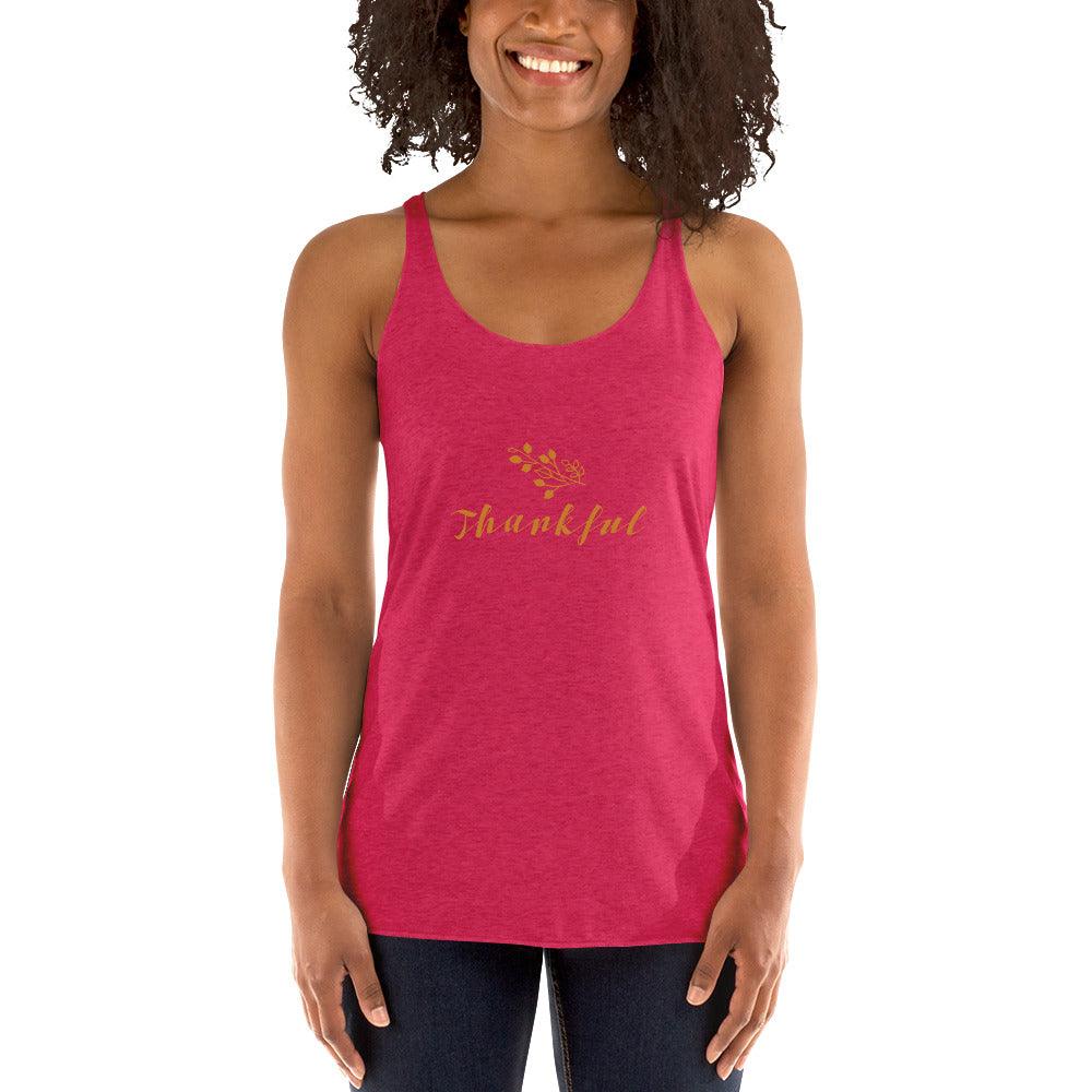 Thankful Women's Racerback Tank / Thanksgiving Holiday Tank Top Shirt - Lizard Vigilante