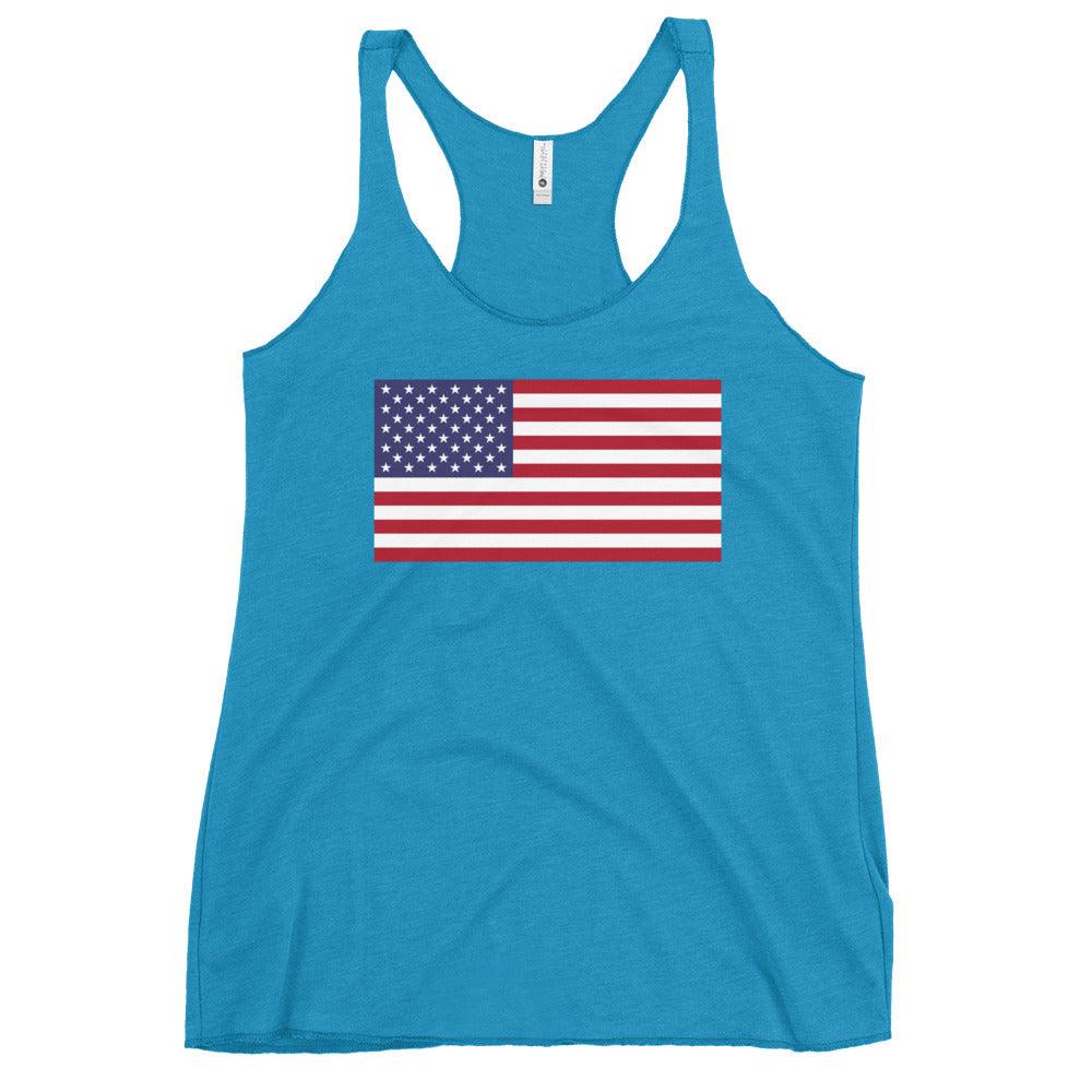 American Flag Women's Racerback Tank / Comfortable Old Glory - Lizard Vigilante