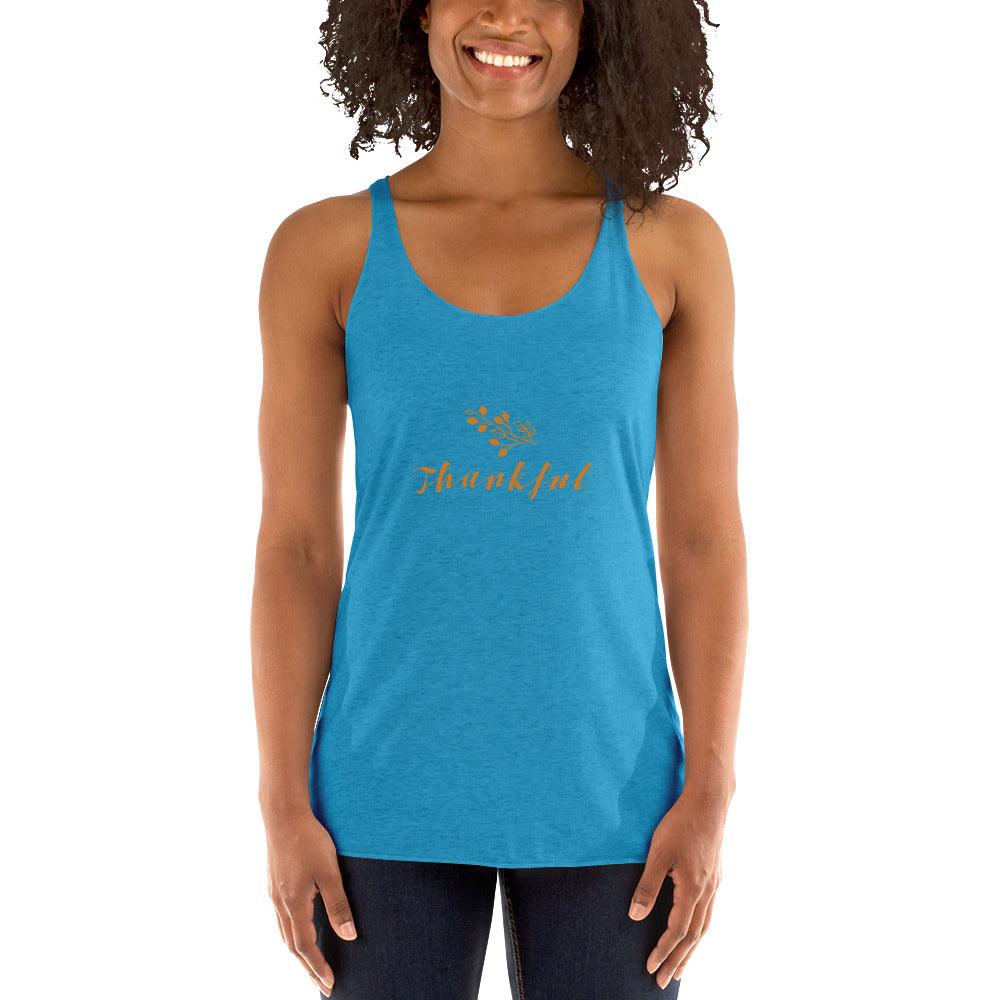 Thankful Women's Racerback Tank / Thanksgiving Holiday Tank Top Shirt - Lizard Vigilante