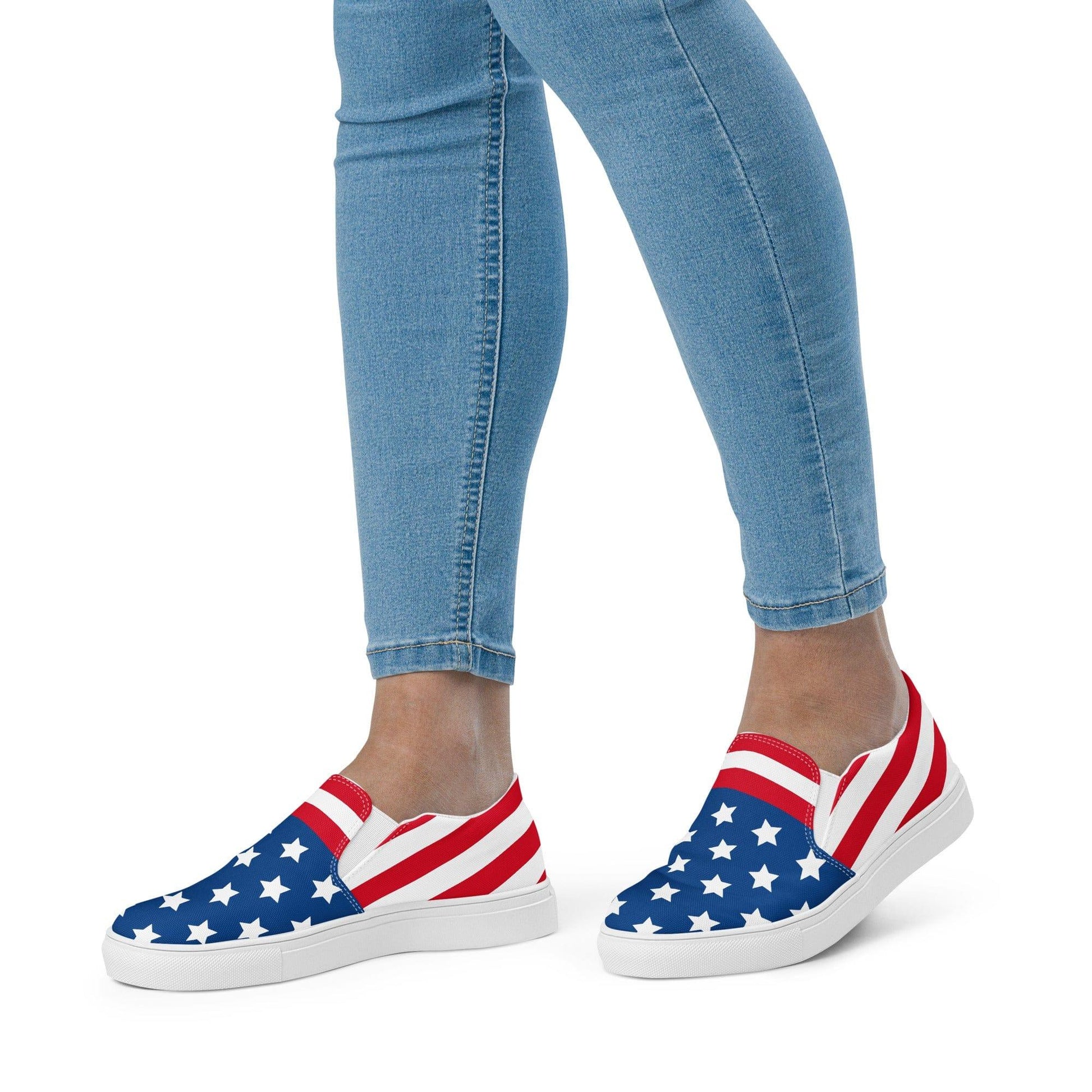 American Flag Women’s Slip-on Canvas Shoes - Lizard Vigilante