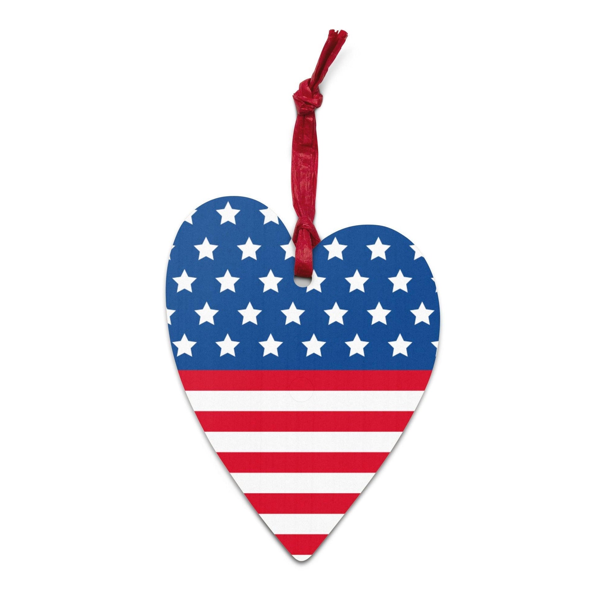 American Flag Wooden Hanging Ornaments - Lizard Vigilante