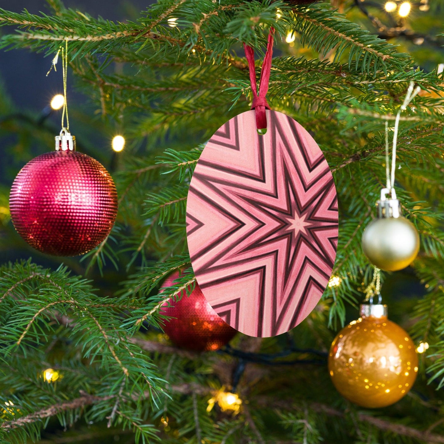 Pink Star Wooden ornaments - Lizard Vigilante