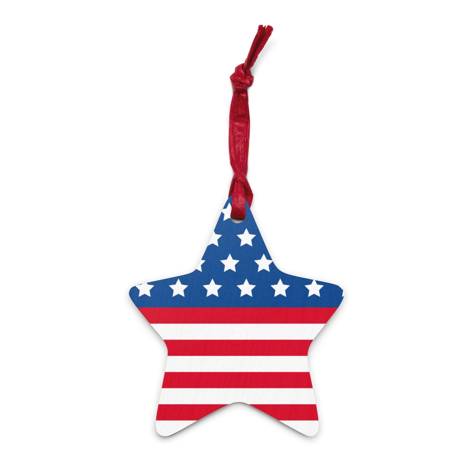 American Flag Wooden Hanging Ornaments - Lizard Vigilante