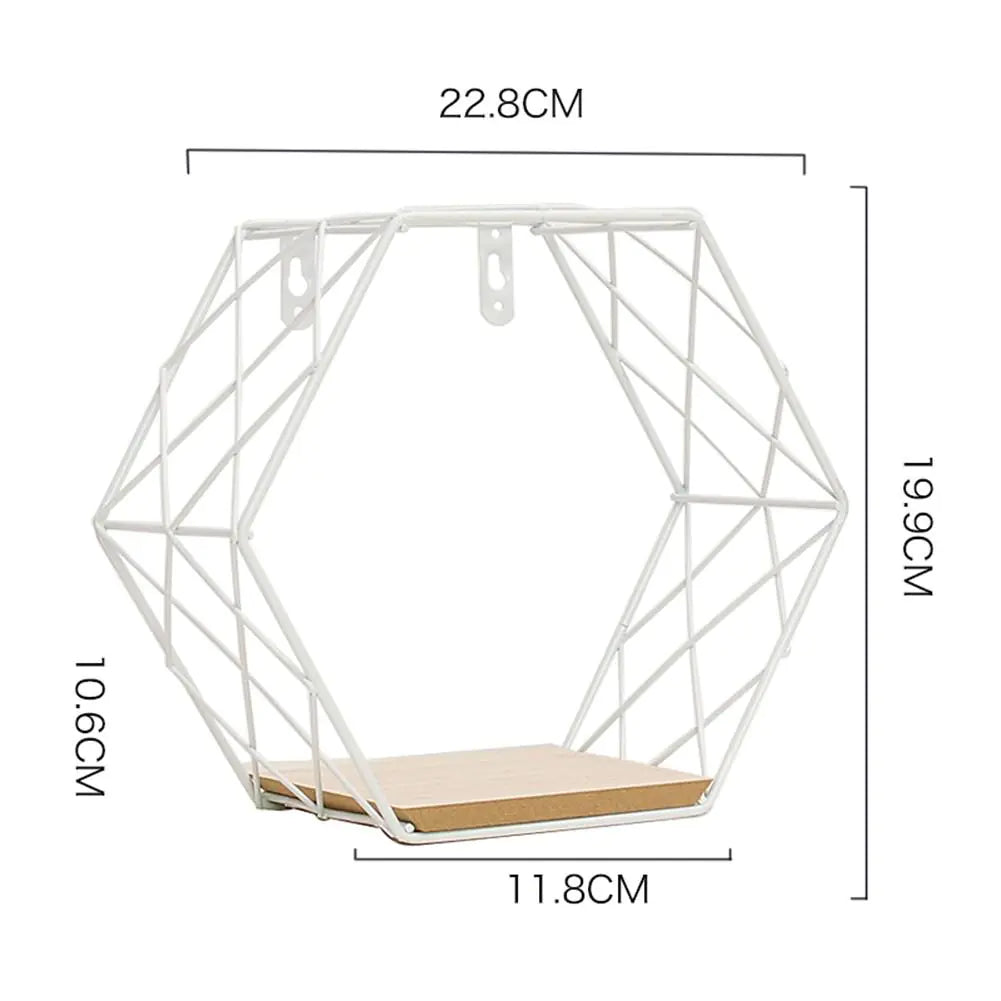 Minimalist Hexagonal Iron Wall Shelf for Decoration