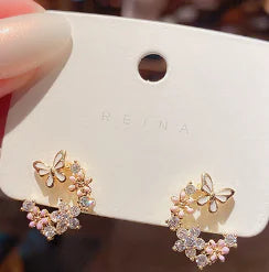 Petal Earrings, Pearl Studs, Colorful Drop Earrings