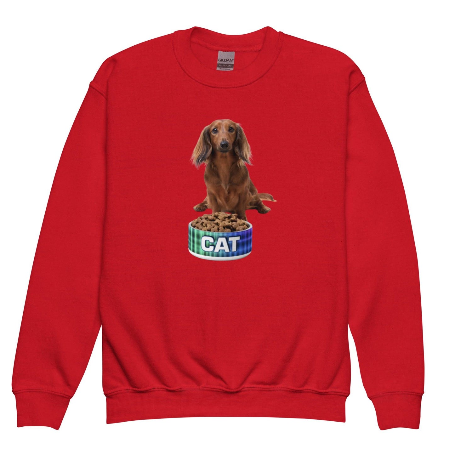 Dog With A Cat Bowl! Youth crewneck sweatshirt - Lizard Vigilante