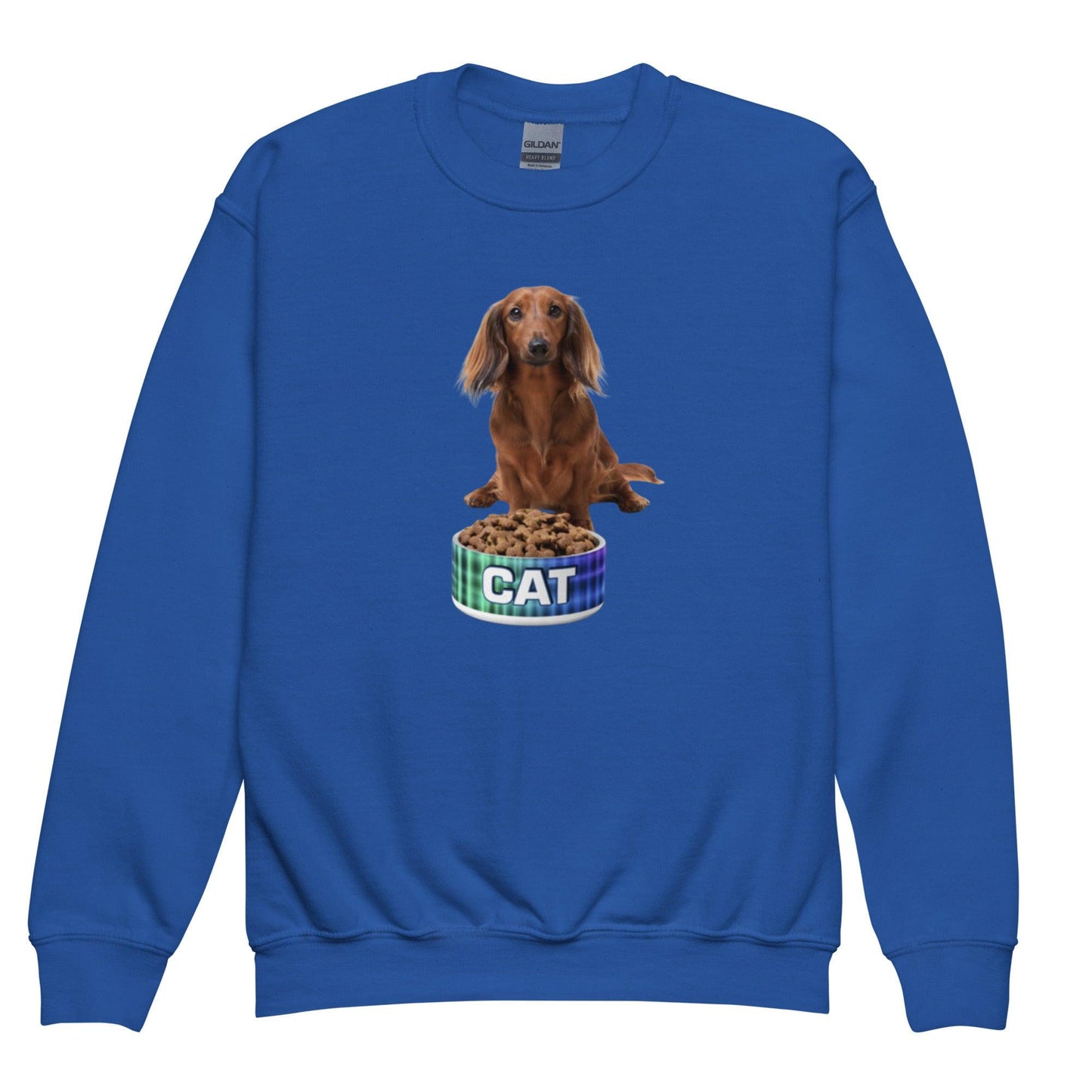 Dog With A Cat Bowl! Youth crewneck sweatshirt - Lizard Vigilante