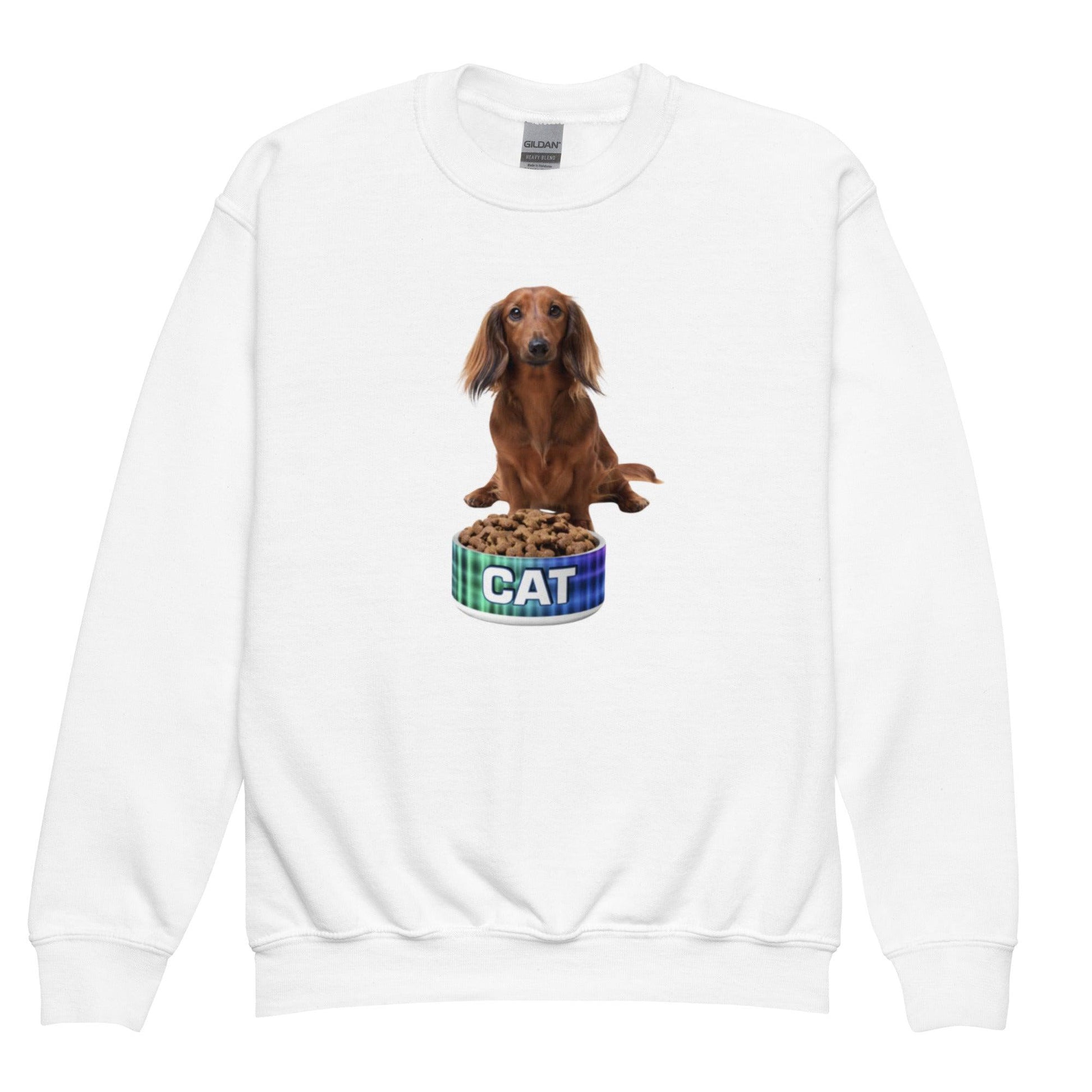 Dog With A Cat Bowl! Youth crewneck sweatshirt - Lizard Vigilante