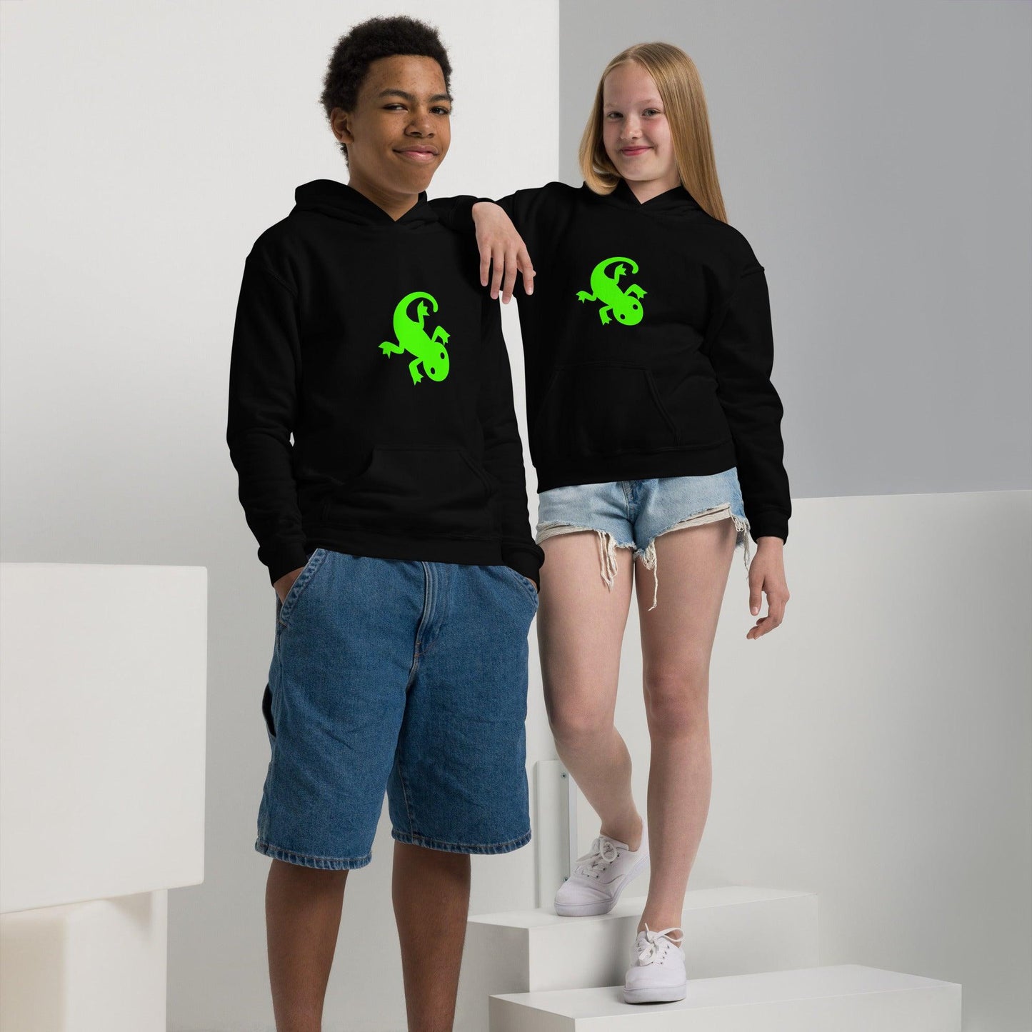 Green Lizard youth heavy blend hoodie - Lizard Vigilante