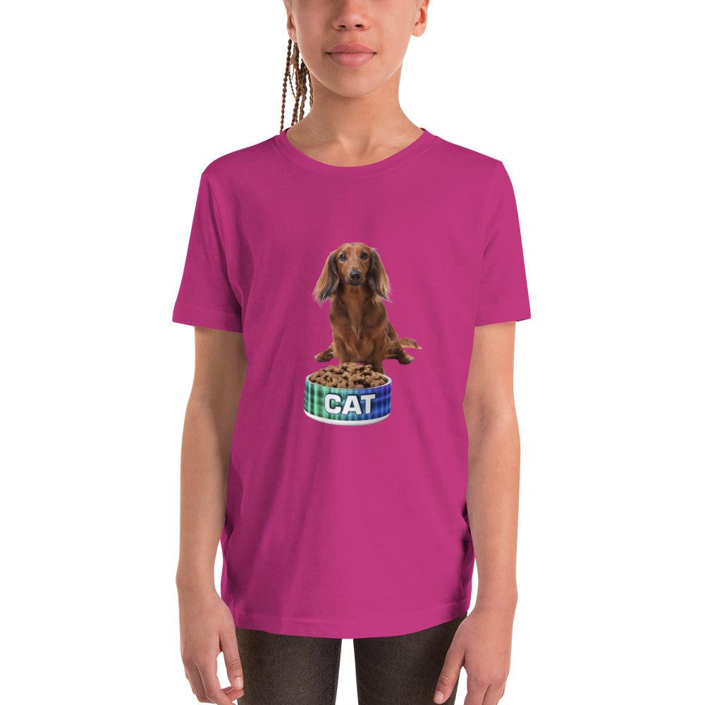 Dog With A Cat Bowl! Youth Short Sleeve T-Shirt - Lizard Vigilante