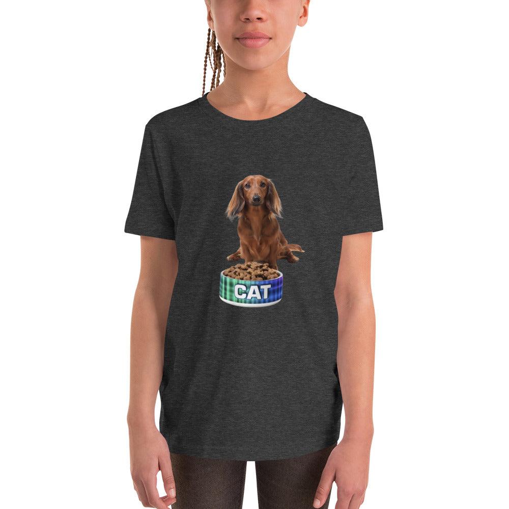 Dog With A Cat Bowl! Youth Short Sleeve T-Shirt - Lizard Vigilante