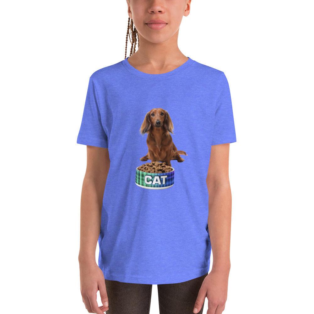 Dog With A Cat Bowl! Youth Short Sleeve T-Shirt - Lizard Vigilante